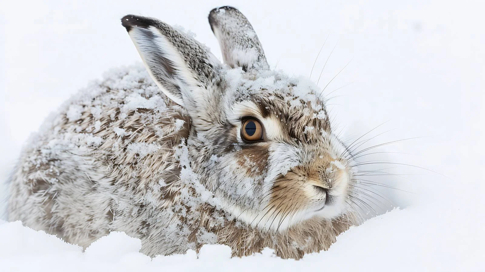 Camouflaged Mountain Hare in Scottish Snow — free download from Dotvec