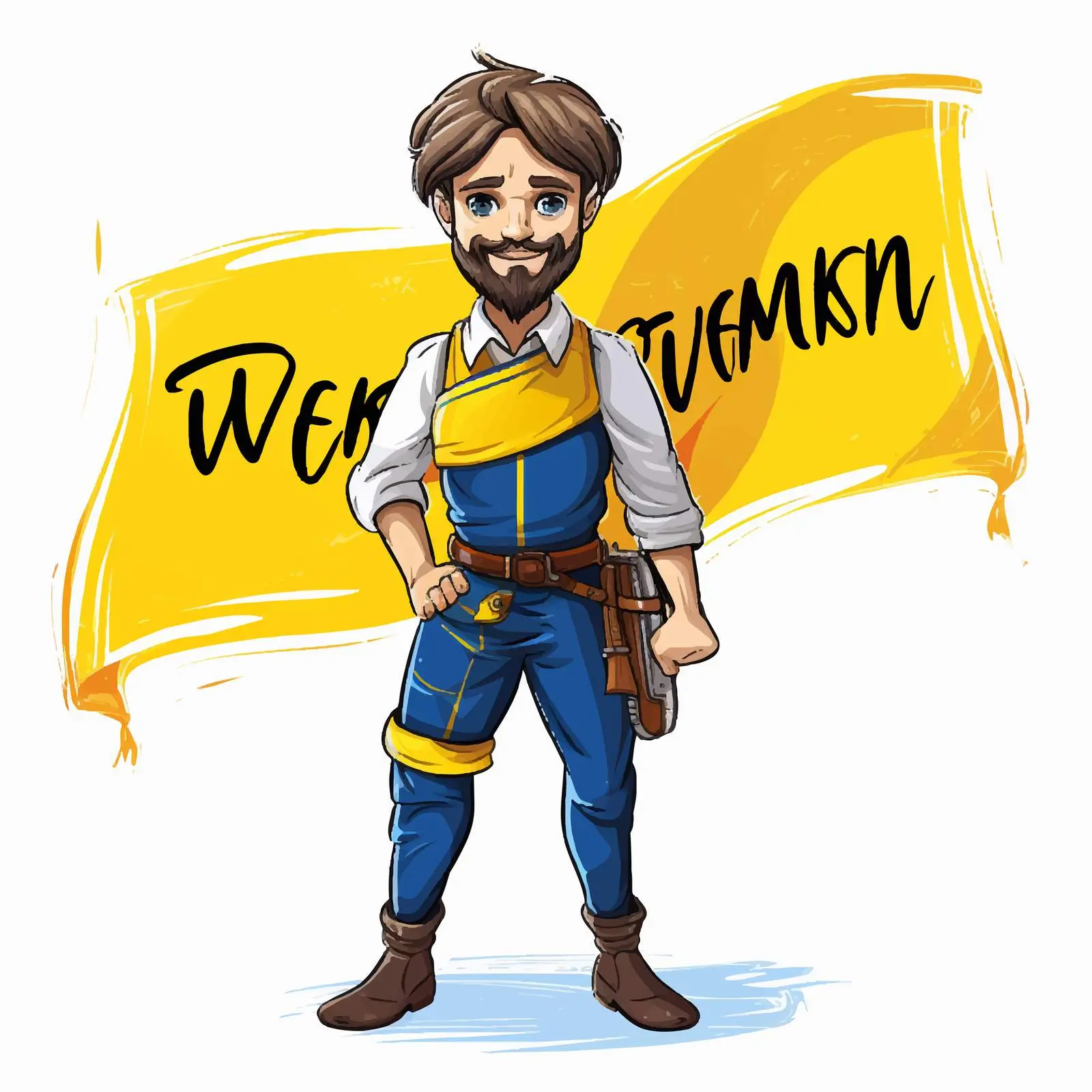 Ukrainian Cossack with Sword and Flag – free strength image from Dotvec