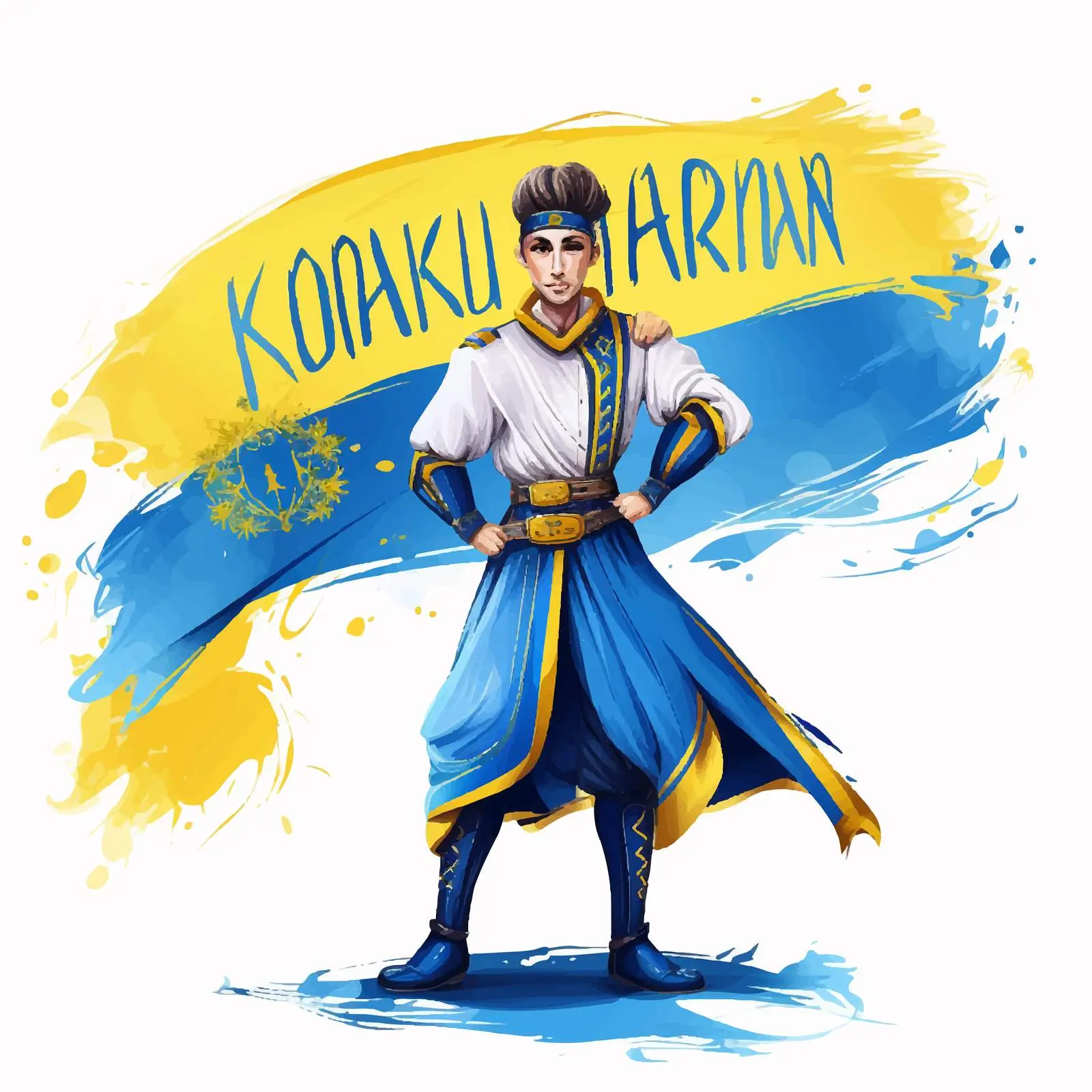 Ukrainian Cossack with Sword and Flag Vector — free download from Dotvec