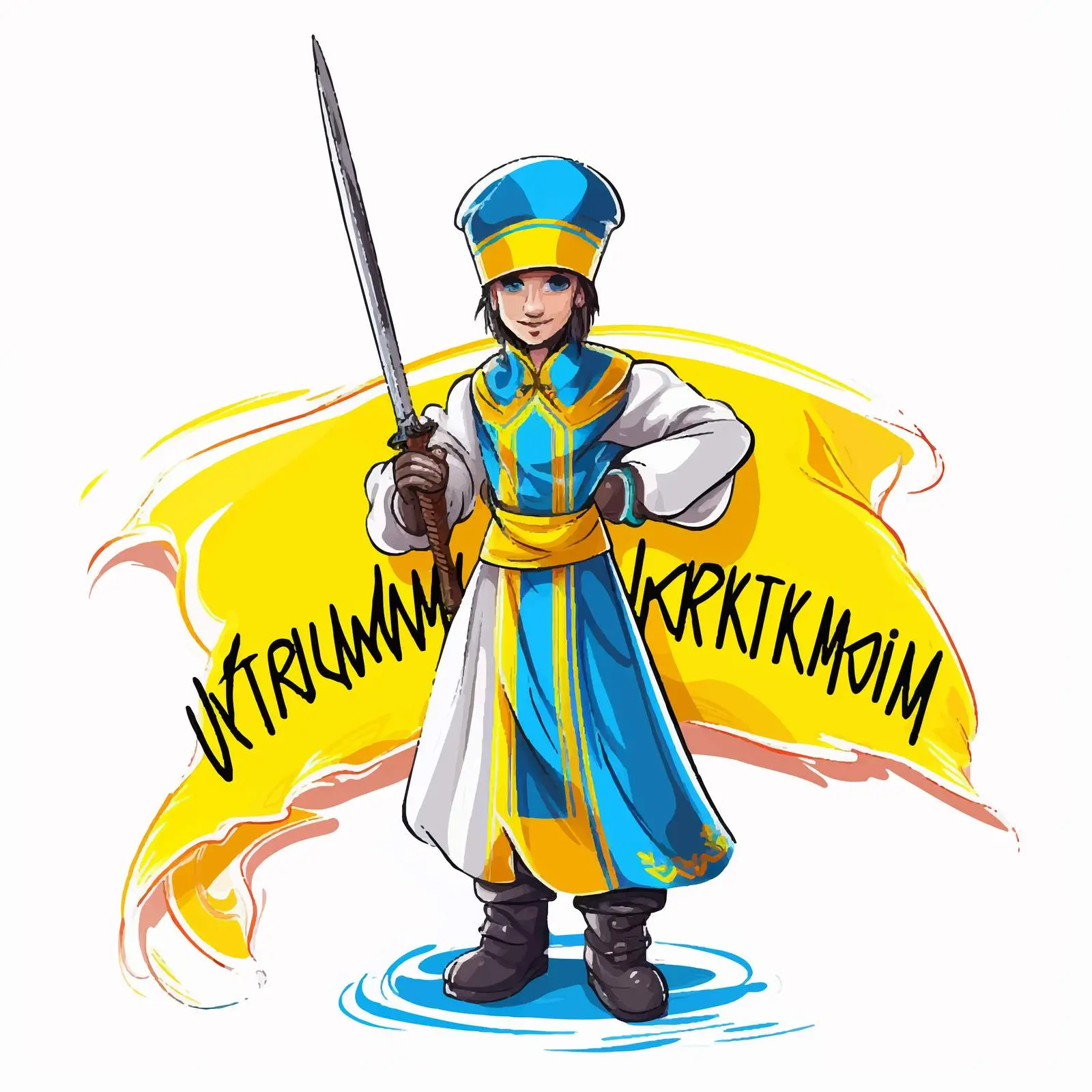 Ukrainian Cossack with Sword and Flag – free battle image from Dotvec