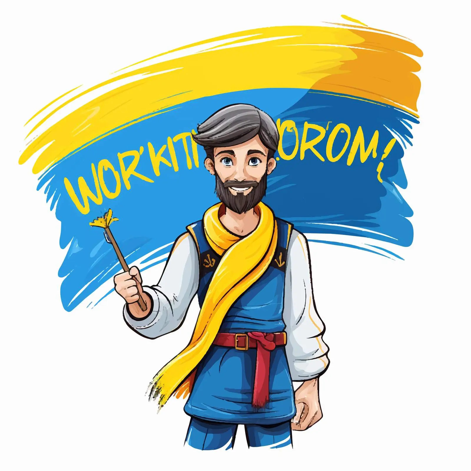 Ukrainian Cossack with Flag Welcome Design — free download from Dotvec