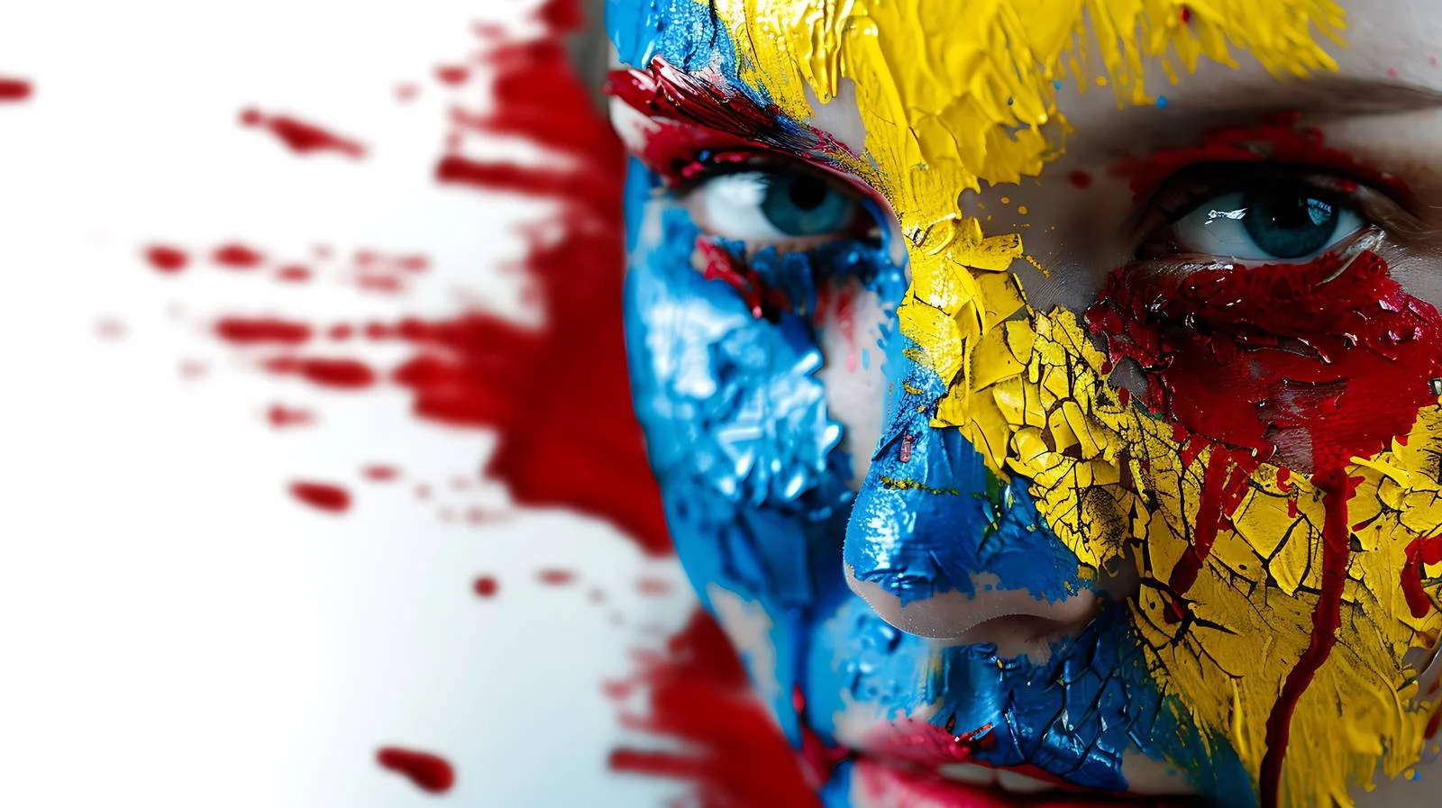 Patriotic Ukrainian Flag Body Art on Woman — free download from Dotvec