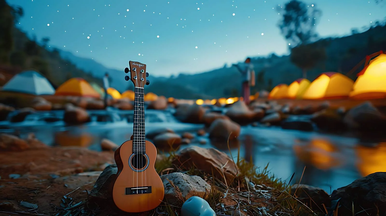 Outdoor Ukulele and Tents Scene — free download from Dotvec