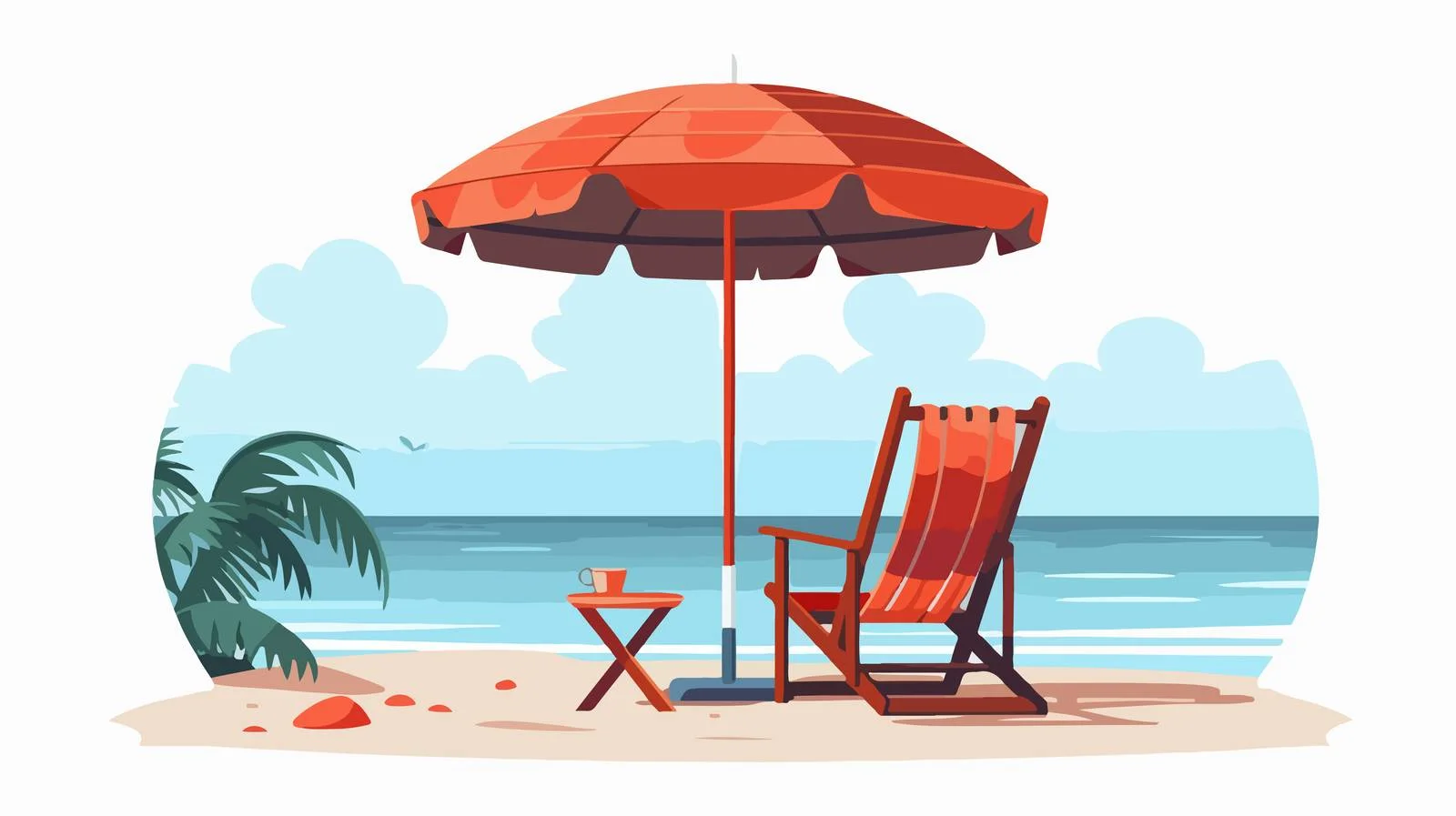 Beach Umbrella Chair Flat Design Scene — free download from Dotvec