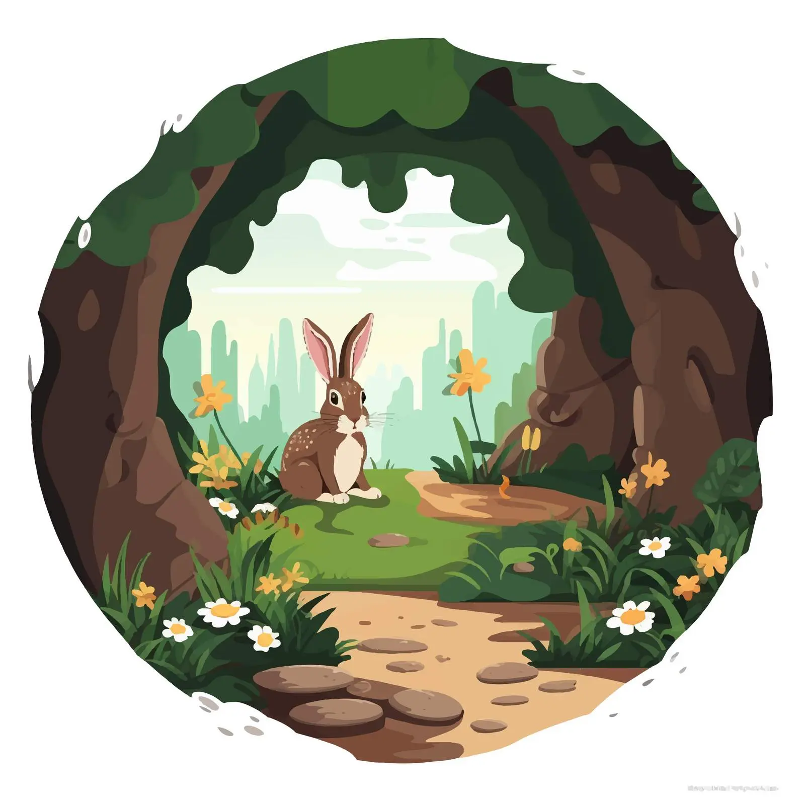 Underground Rabbit Hole with Garden Surface — free download from Dotvec