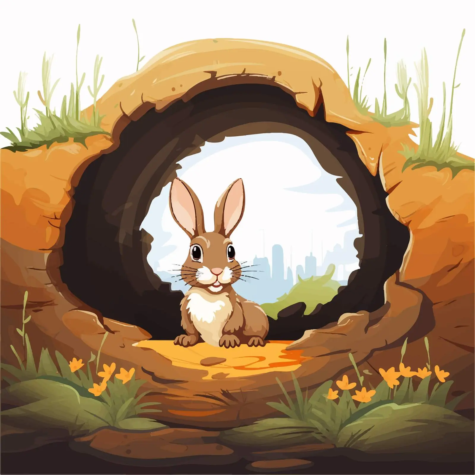 Underground Rabbit Hole in Garden Landscape — free download from Dotvec