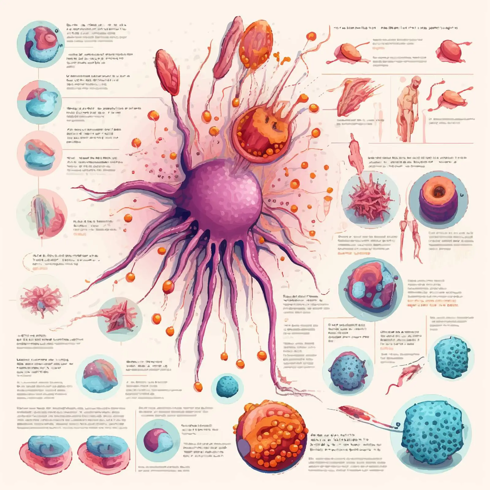 Cancer Cell Development and Progression Vector Illustration — free download from Dotvec