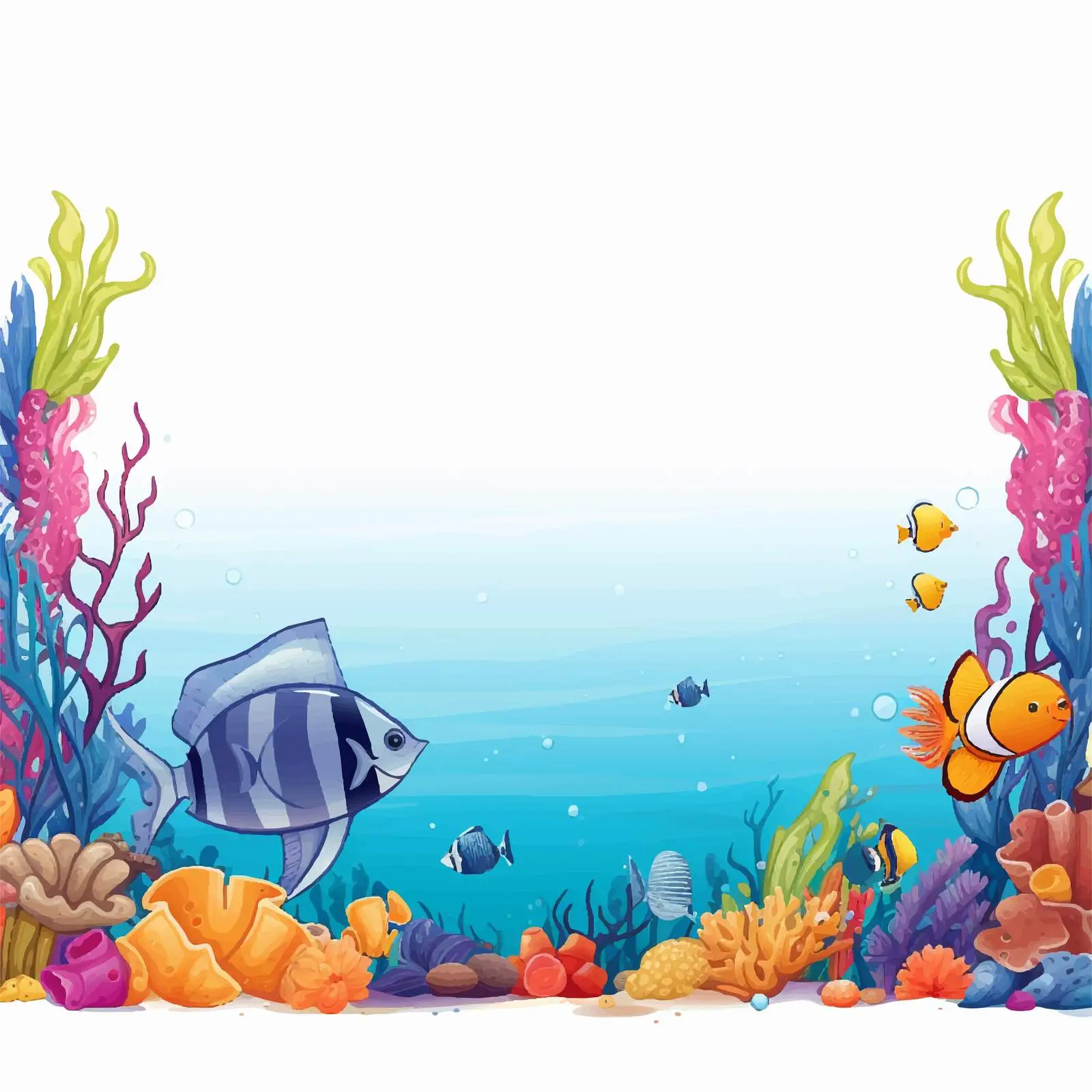 Underwater Sea Animal Illustration Blank Banner — free download from Dotvec