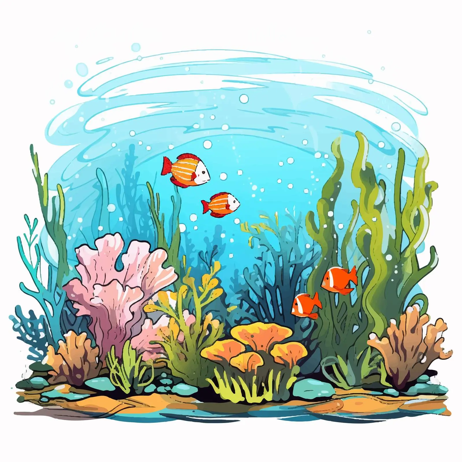 Underwater Freshwater Habitat Cartoon Vector — free download from Dotvec