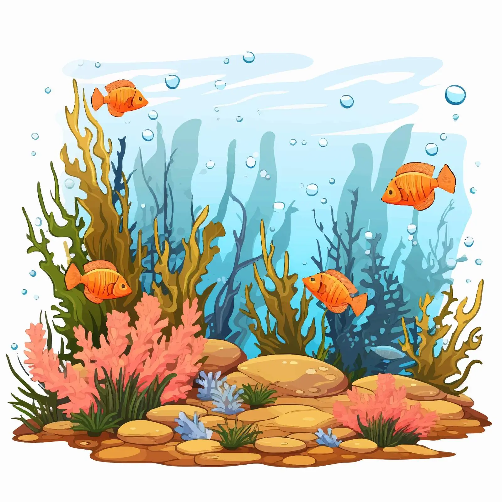 Underwater Freshwater Habitat Cartoon Vector Illustration — free download from Dotvec