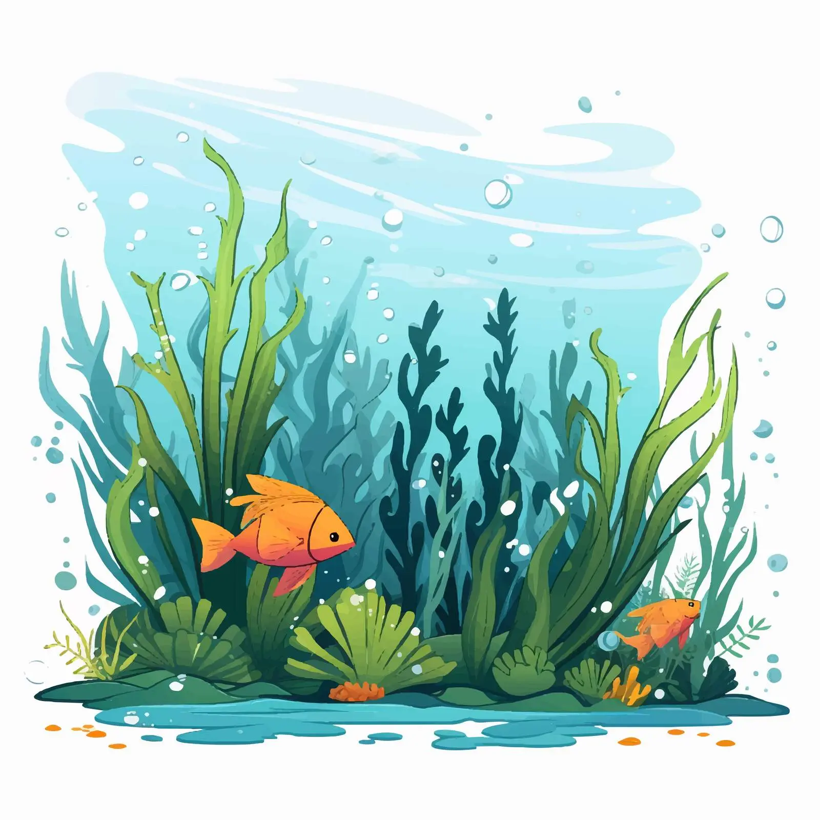 Cartoon Freshwater Underwater Habitat Vector — free download from Dotvec