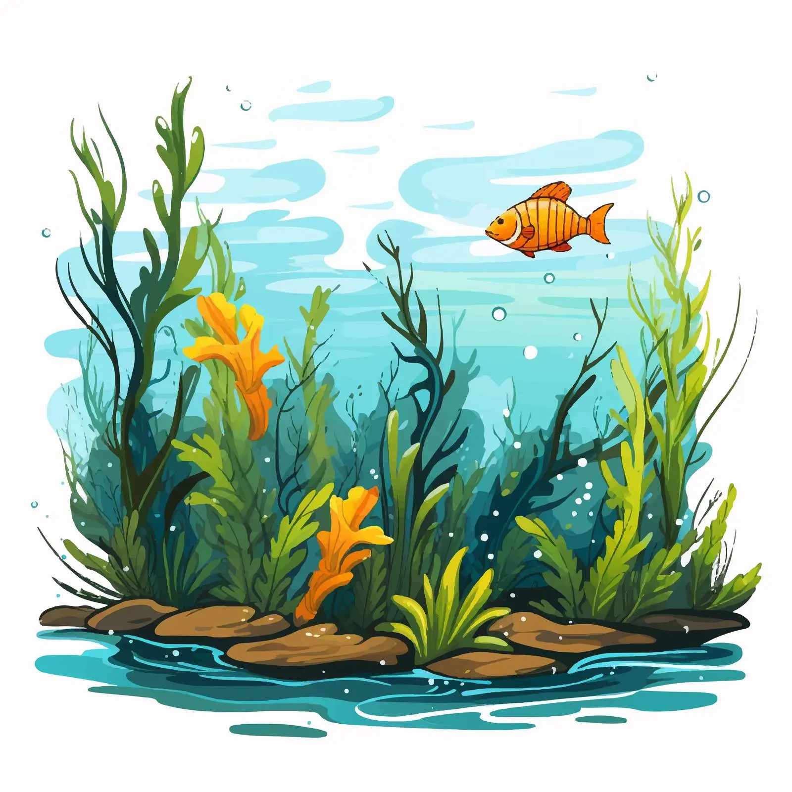 Cartoon Vector of Freshwater Underwater Habitat — free download from Dotvec