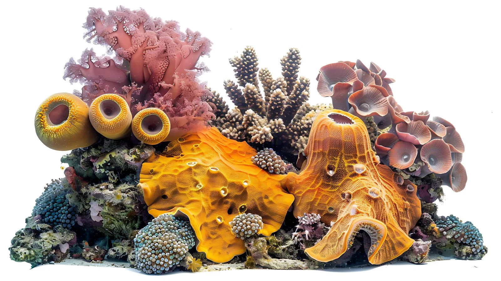 Colorful Underwater Scene with Barrel Sponge Coral — free download from Dotvec