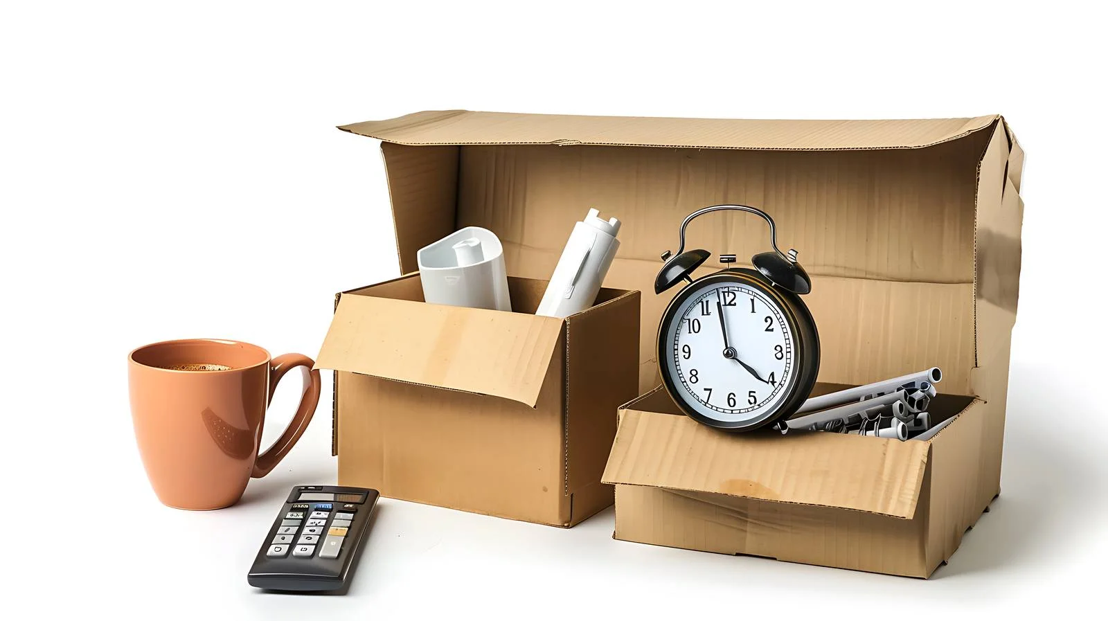 Jobless Person Collecting Alarm Clock in Box — free download from Dotvec