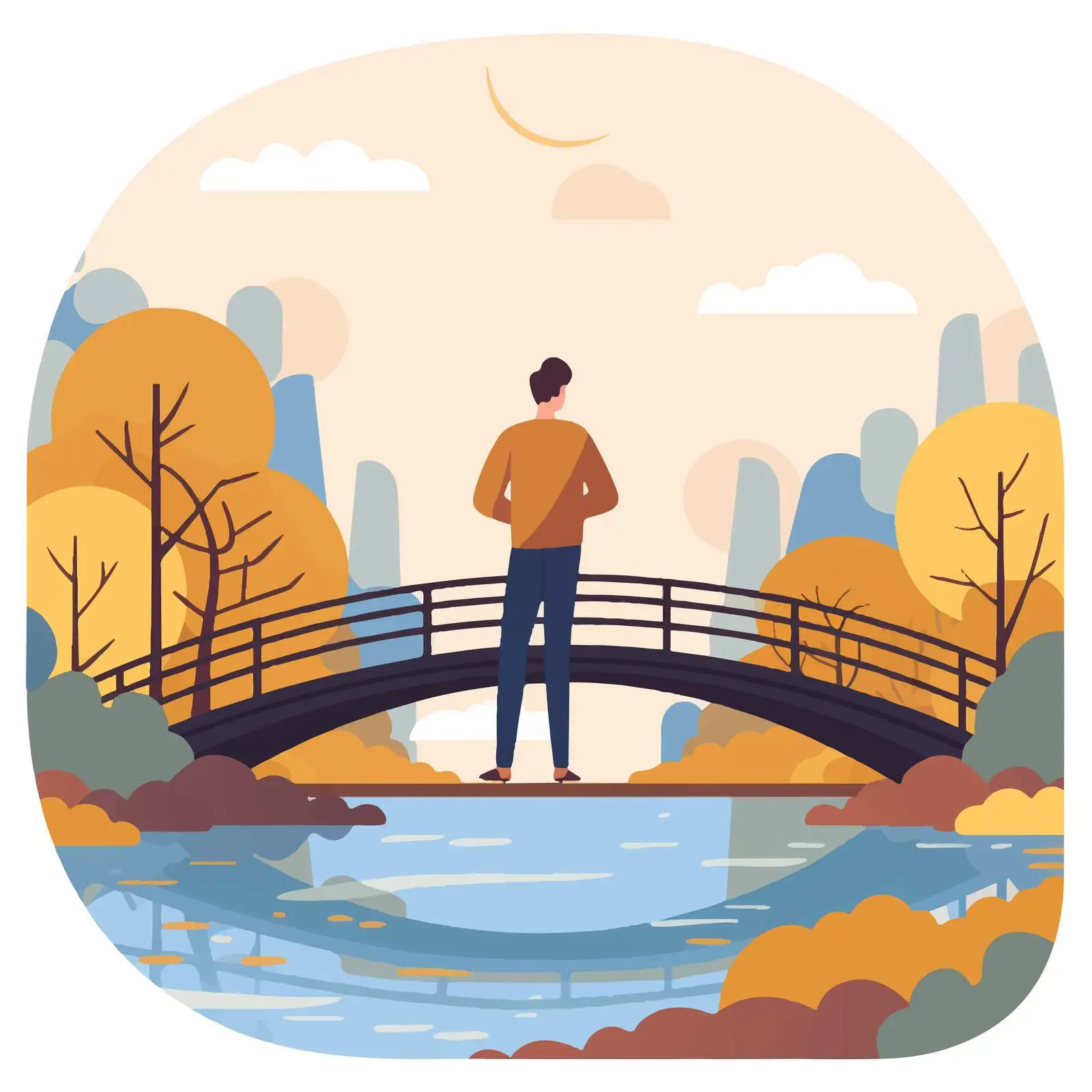 Young Man on Bridge Feeling Isolated — free download from Dotvec
