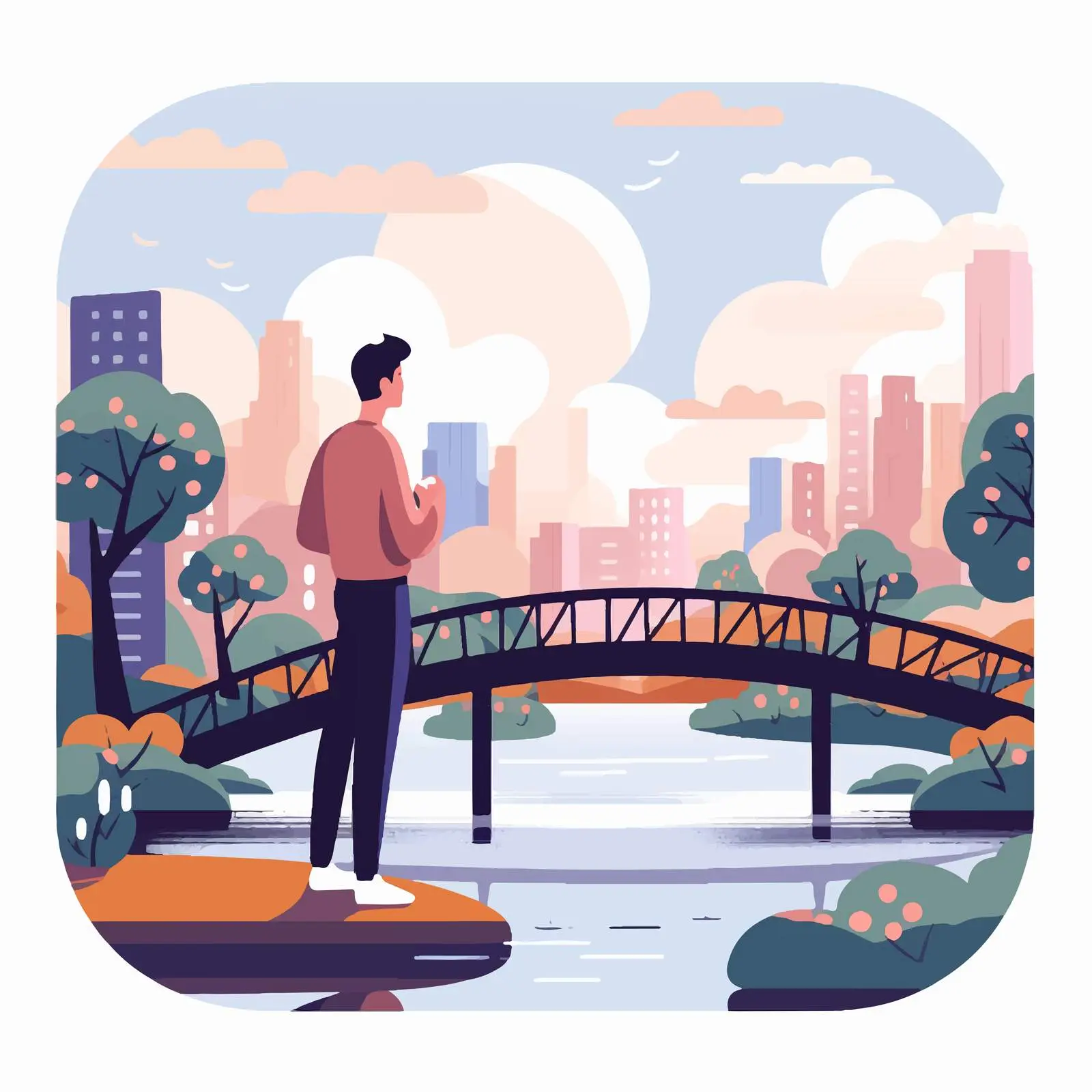 Young Man Alone on Bridge in Sad Reflection — free download from Dotvec