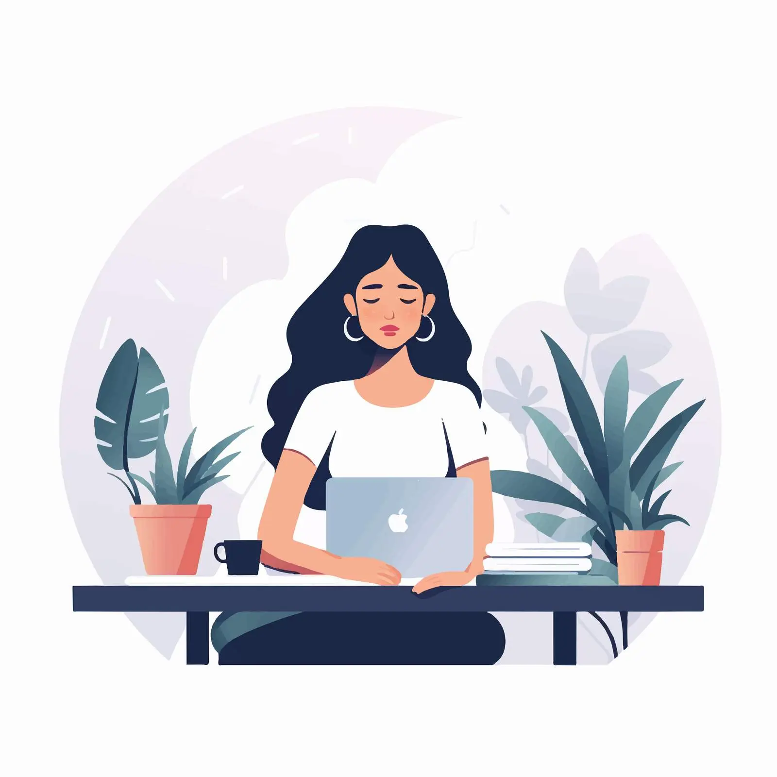 Sad Female Clerk at Desk – free burnout image from Dotvec