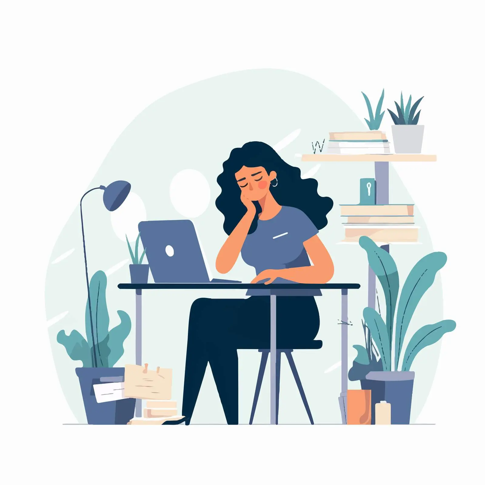 Sad Female Clerk at Desk — free download from Dotvec