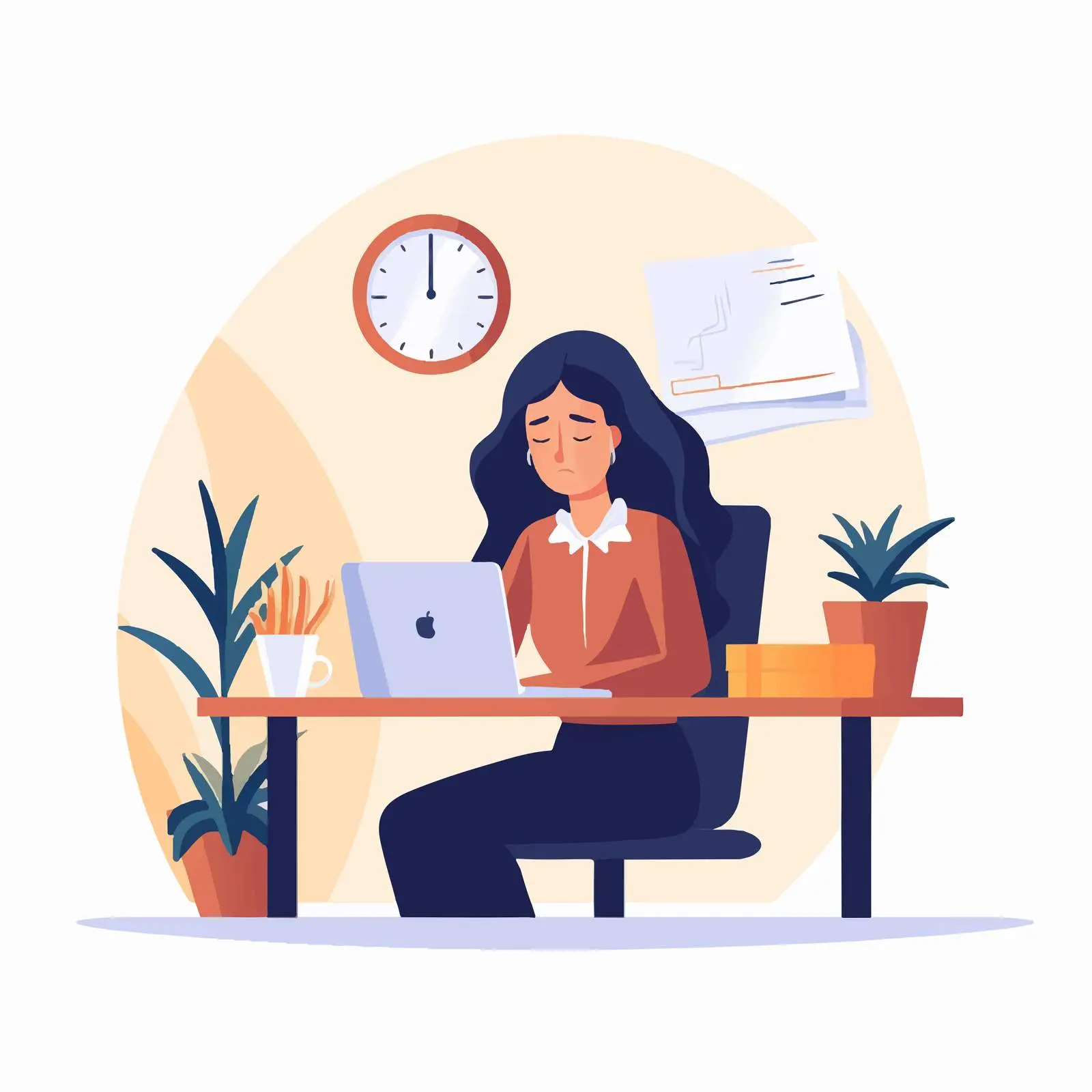 Unhappy Female Clerk at Desk — free download from Dotvec