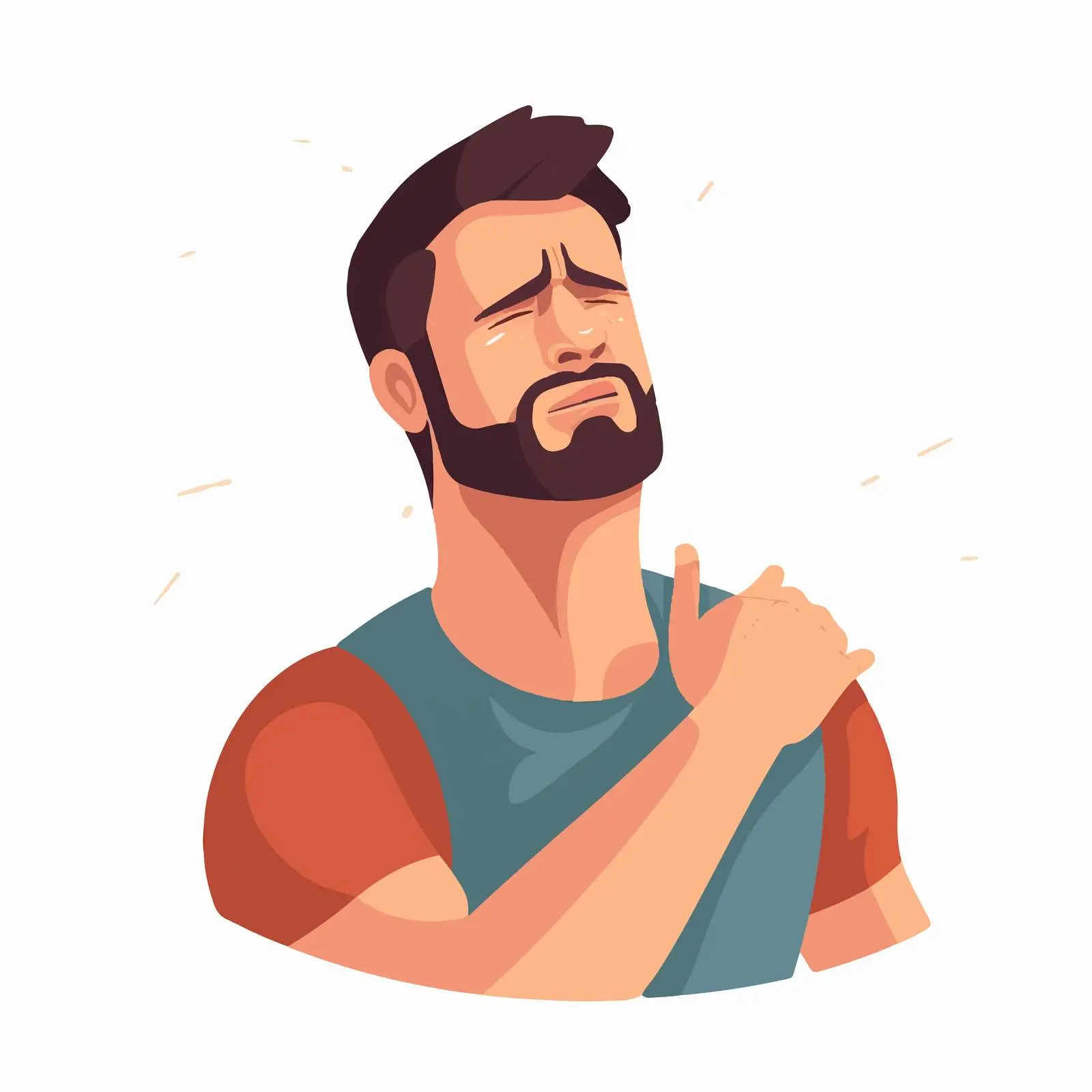 Unhappy Guy with Neck Pain Vector Illustration — free download from Dotvec