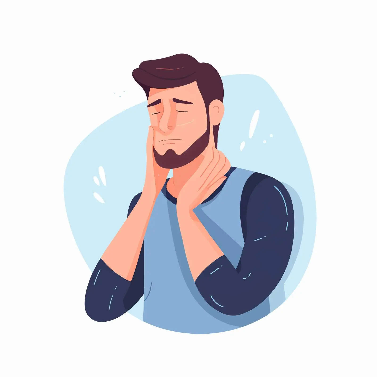 Unhappy Guy with Neck Pain Vector Illustration – free discomfort image from Dotvec
