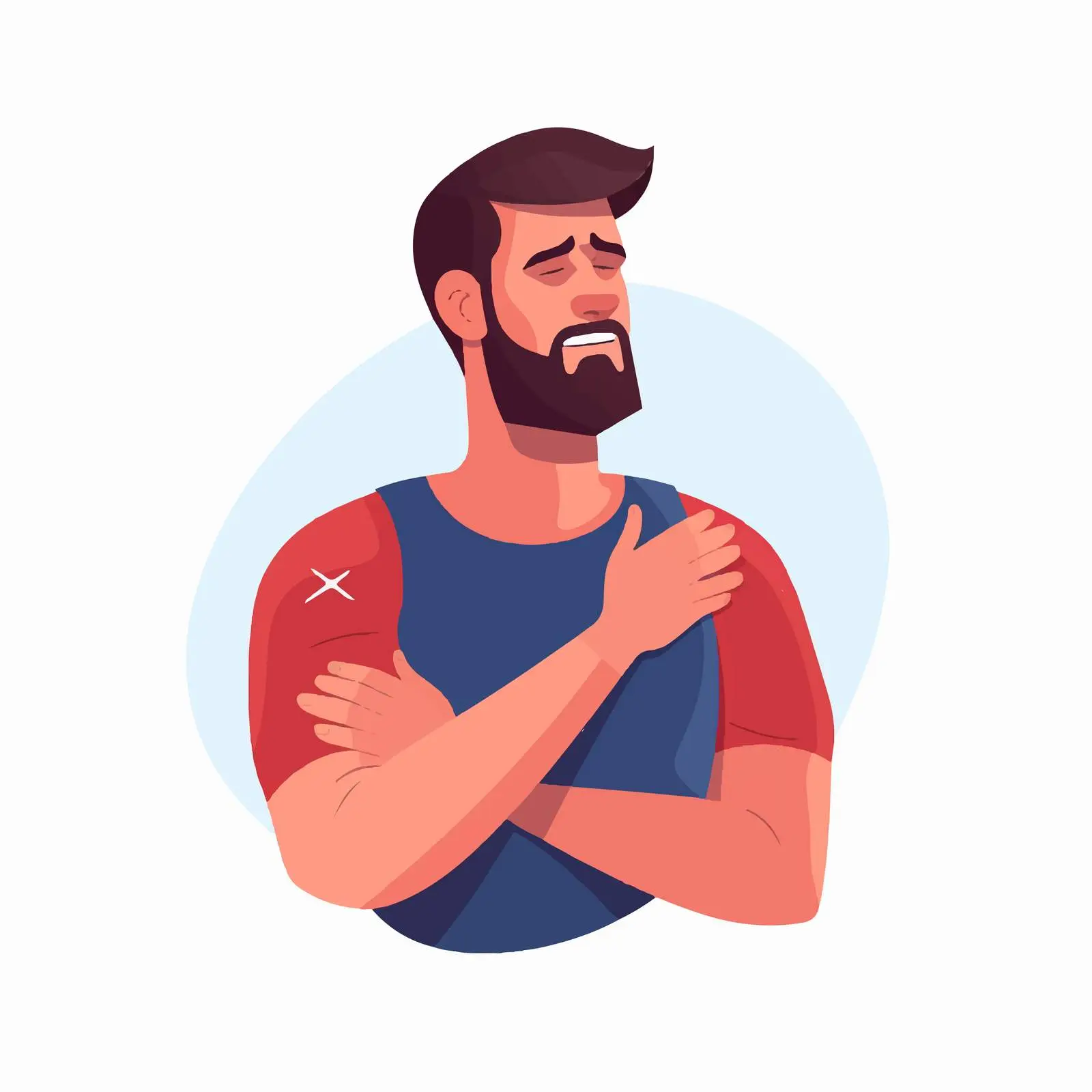 Unhappy Man with Neck Pain Vector Illustration – free discomfort image from Dotvec