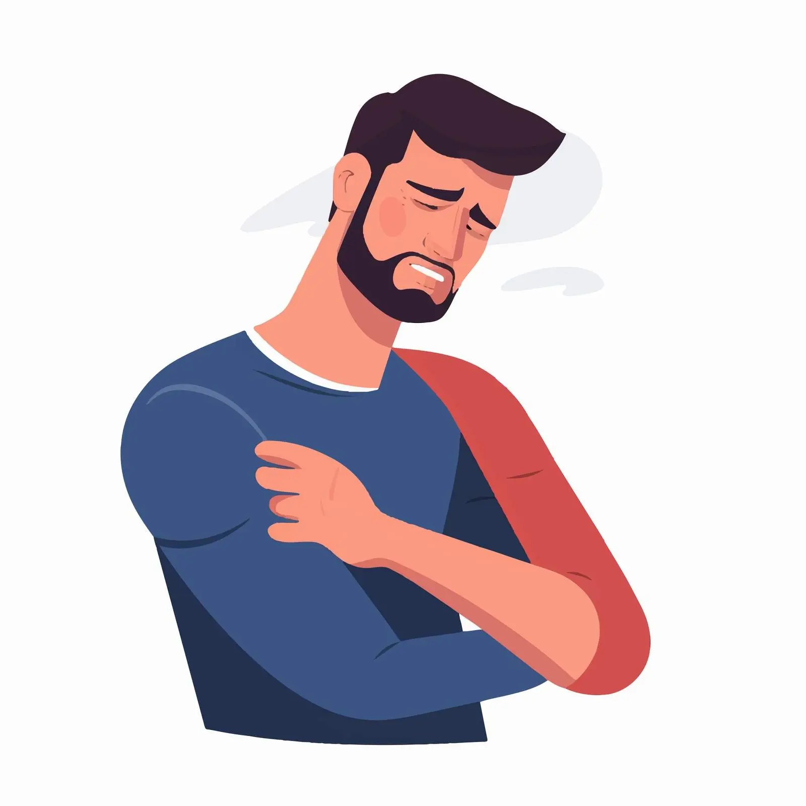 Unhappy Guy with Neck Pain Vector Illustration — free download from Dotvec