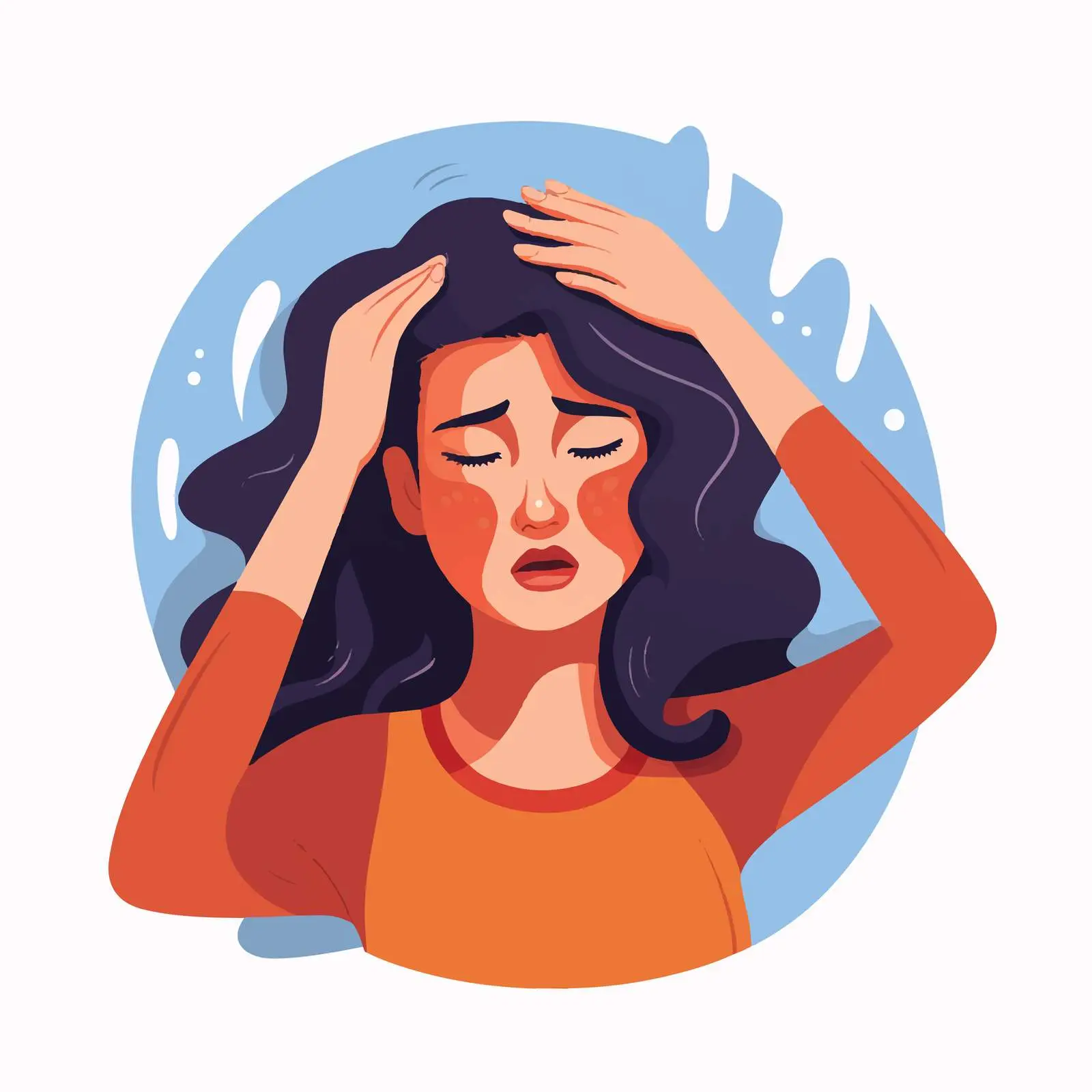 Unhappy Woman with Headache Vector Illustration — free download from Dotvec