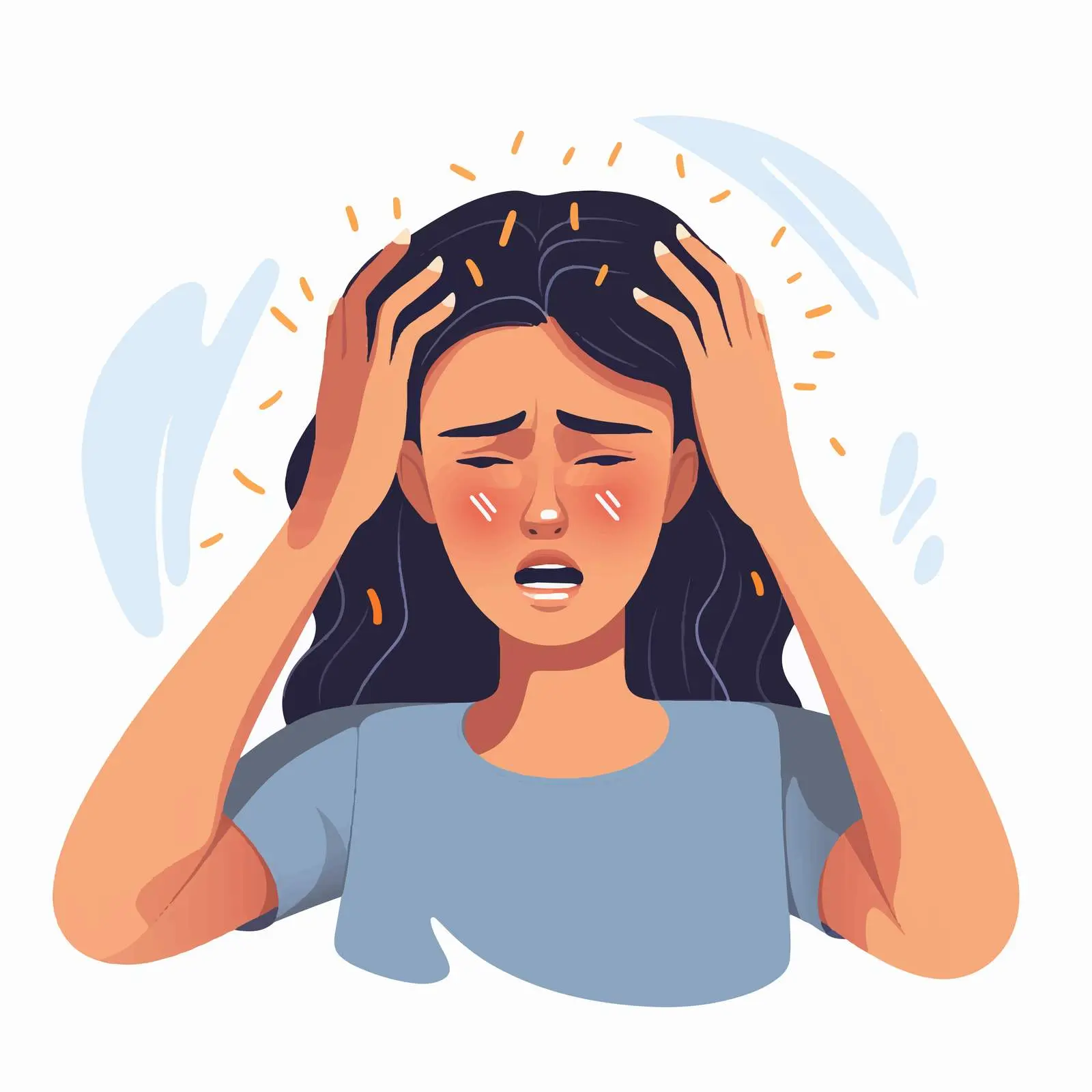 Unhappy Young Woman with Headache Illustration – free man suffering image from Dotvec