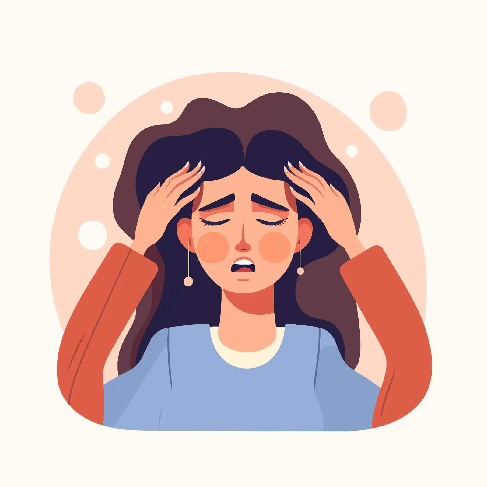 Young Woman with Headache Vector Illustration — free download from Dotvec