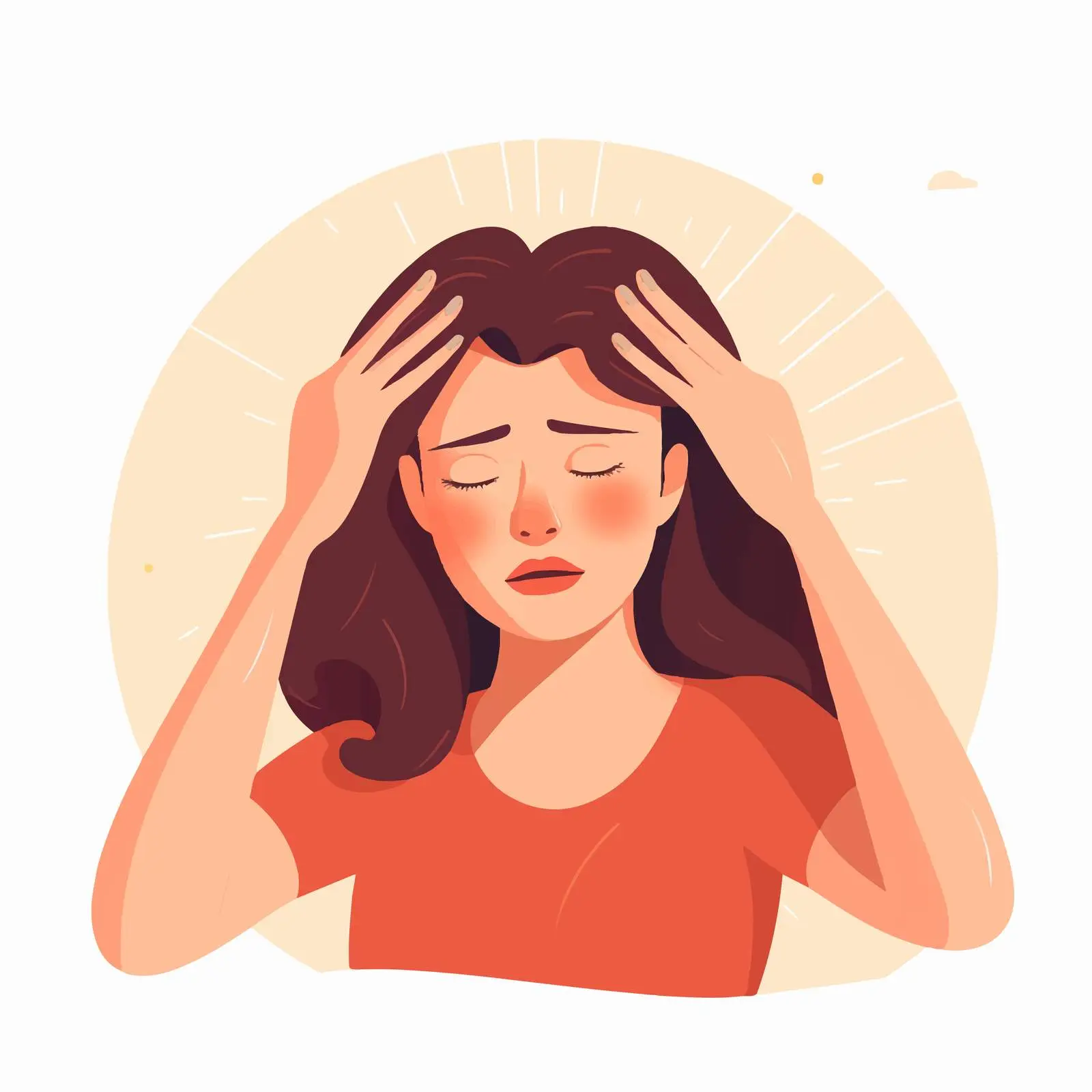 Unhappy Woman with Headache Vector Illustration — free download from Dotvec