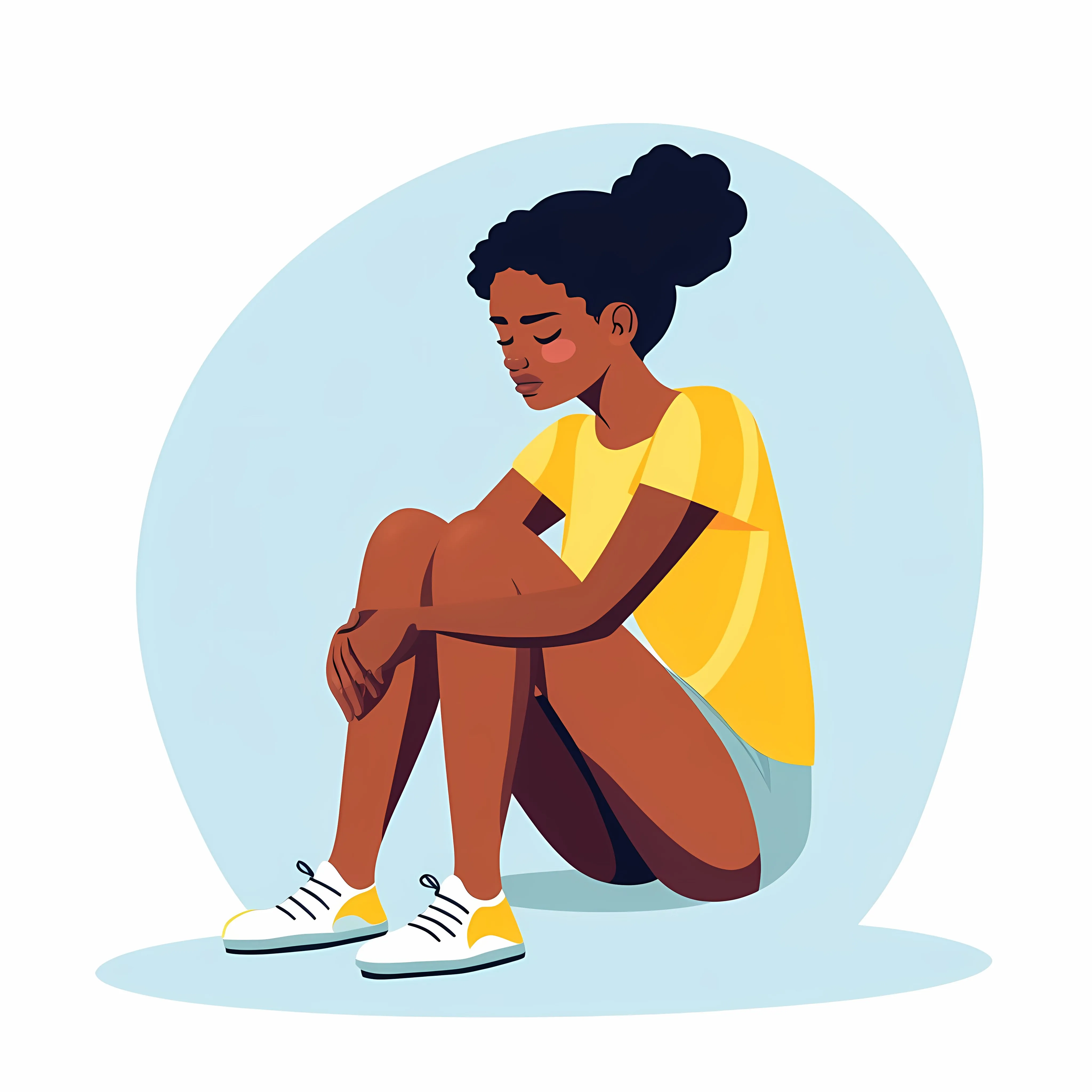 Black Girl Suffering from Knee Pain on Ground — free download from Dotvec