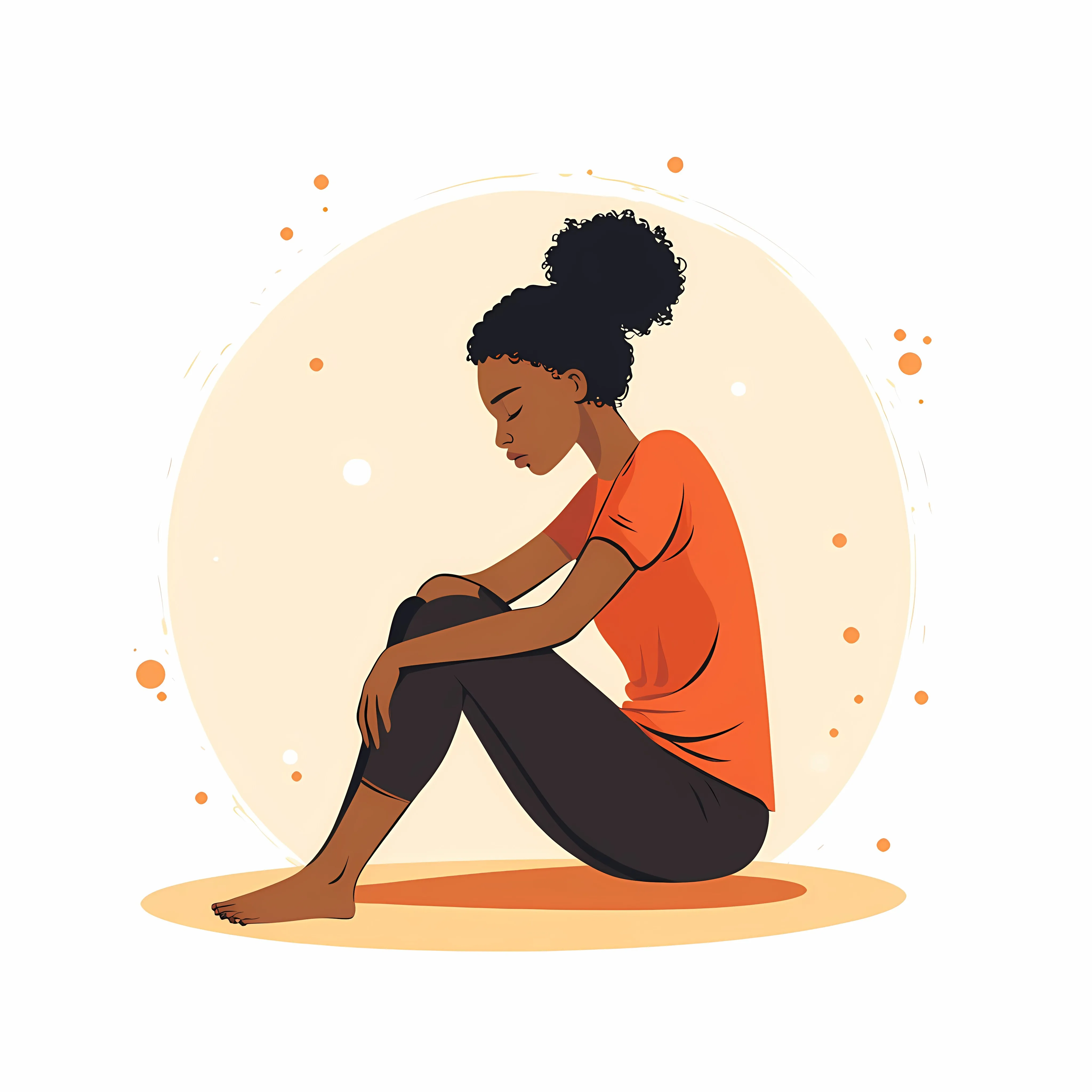 Black Girl Sitting on Ground with Knee Pain — free download from Dotvec