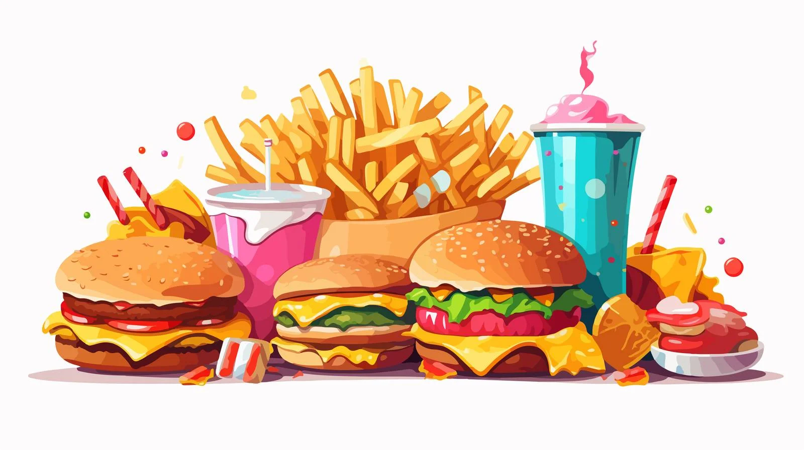 Unhealthy Fast Food Icons: Burgers & Hot Dogs — free download from Dotvec