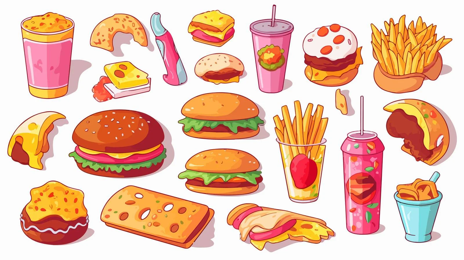 Iconic junk food: Burgers & Hotdogs — free download from Dotvec