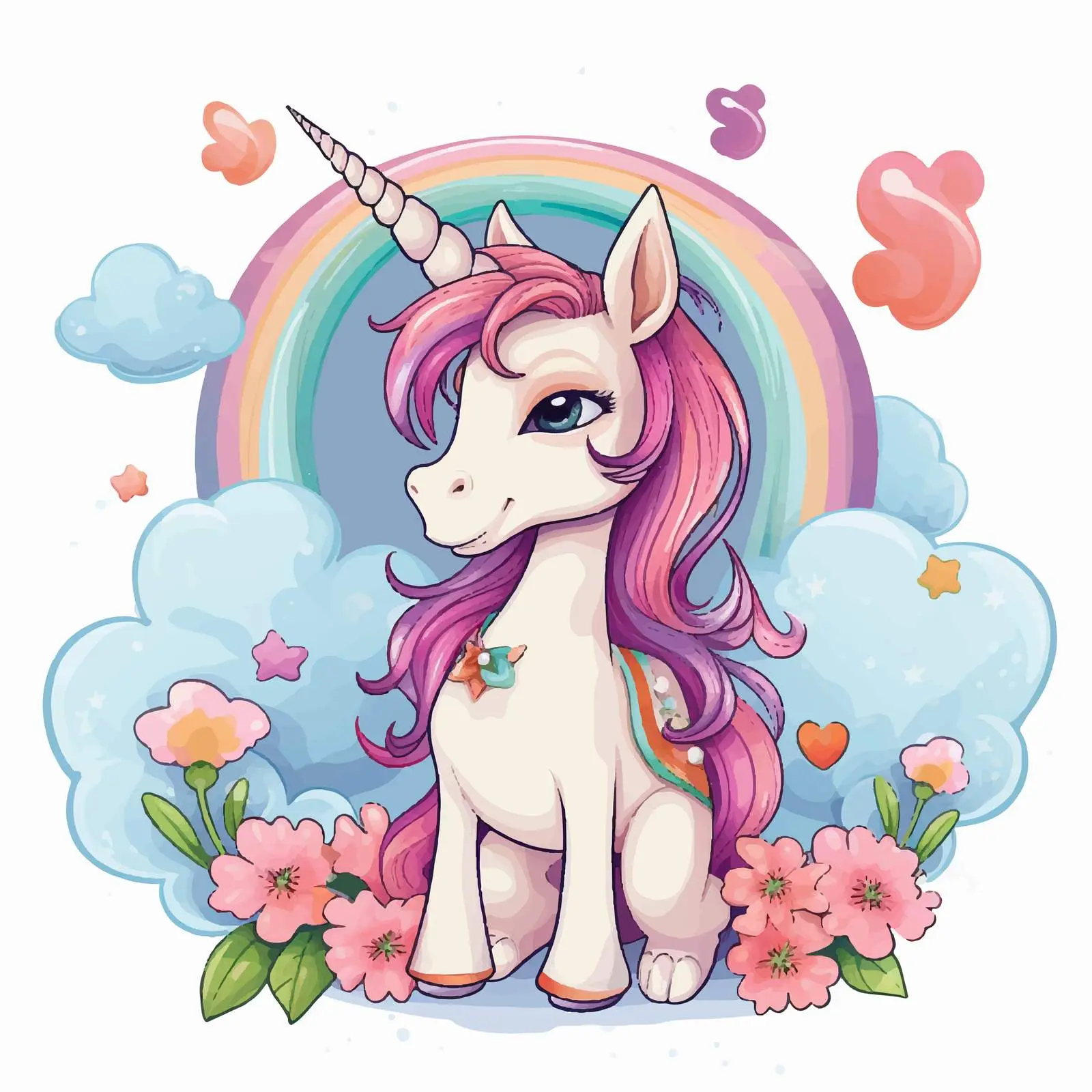 Dreamy Unicorn Cartoon Character Illustration — free download from Dotvec