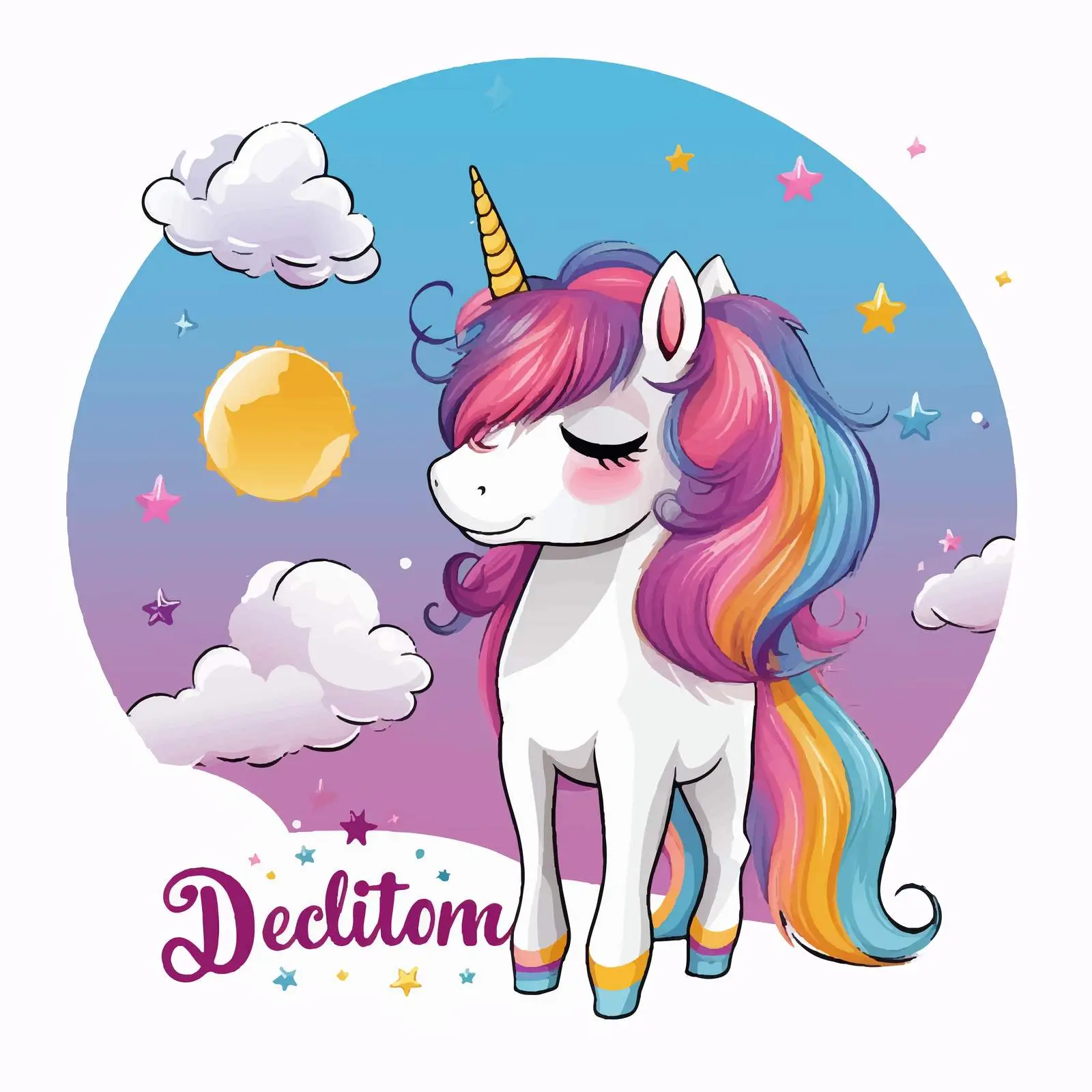 Unicorn Cartoon Character with Dreamy Typography — free download from Dotvec
