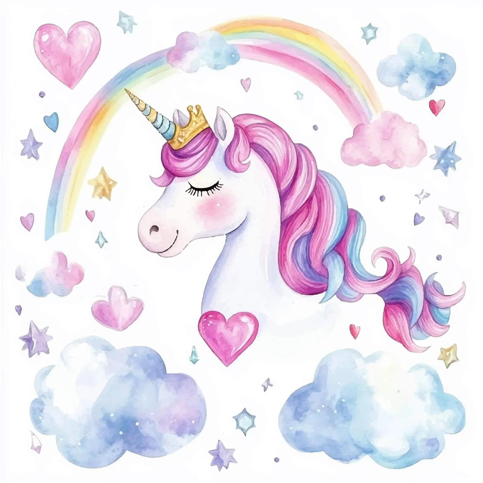 Magical Unicorn with Rainbow and Crystals Vector — free download from Dotvec