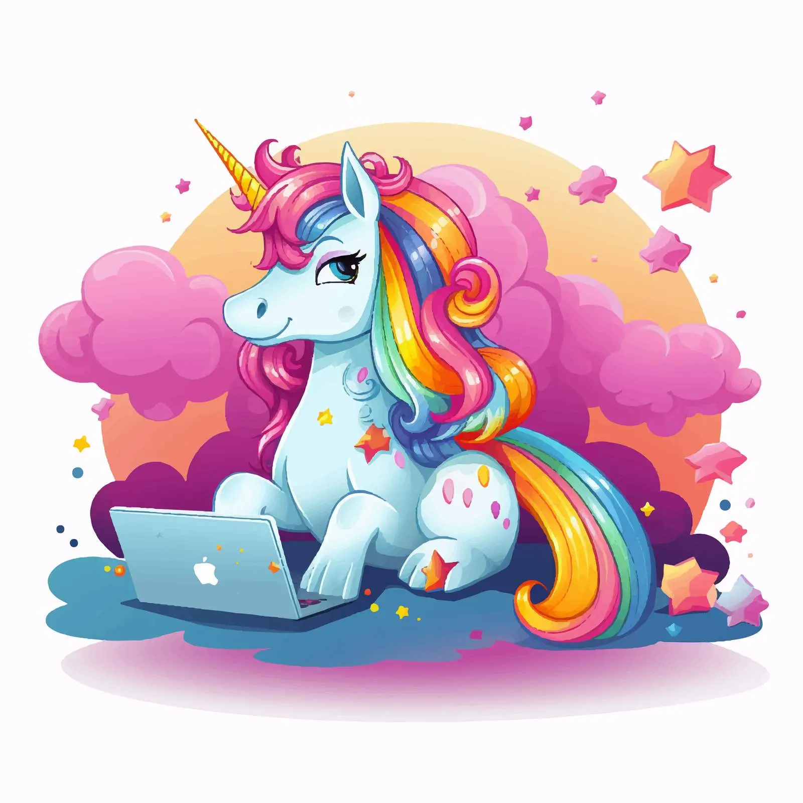 Unicorn Illustration on Laptop Desktop Background — free download from Dotvec