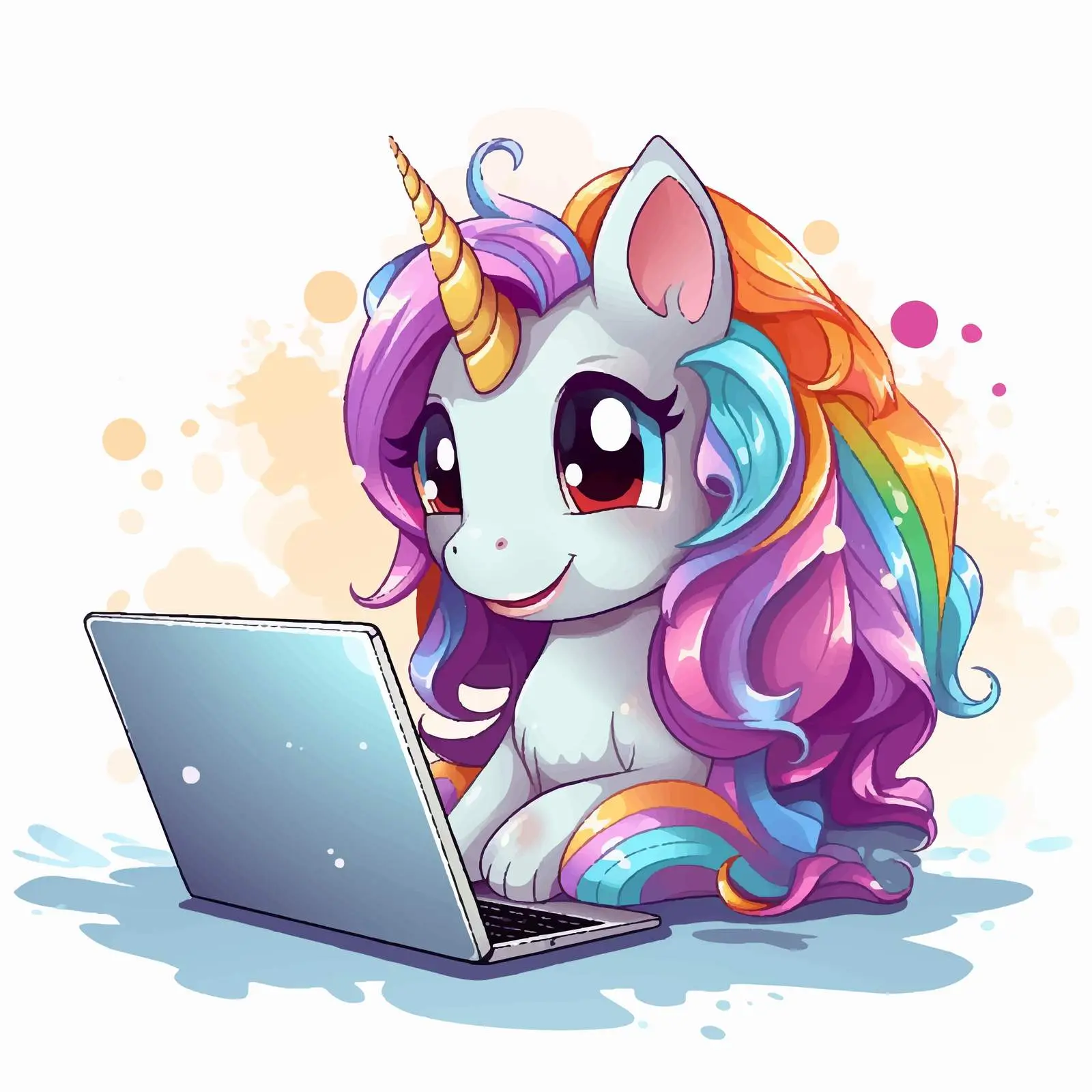 Unicorn Laptop Background Vector Illustration — free download from Dotvec