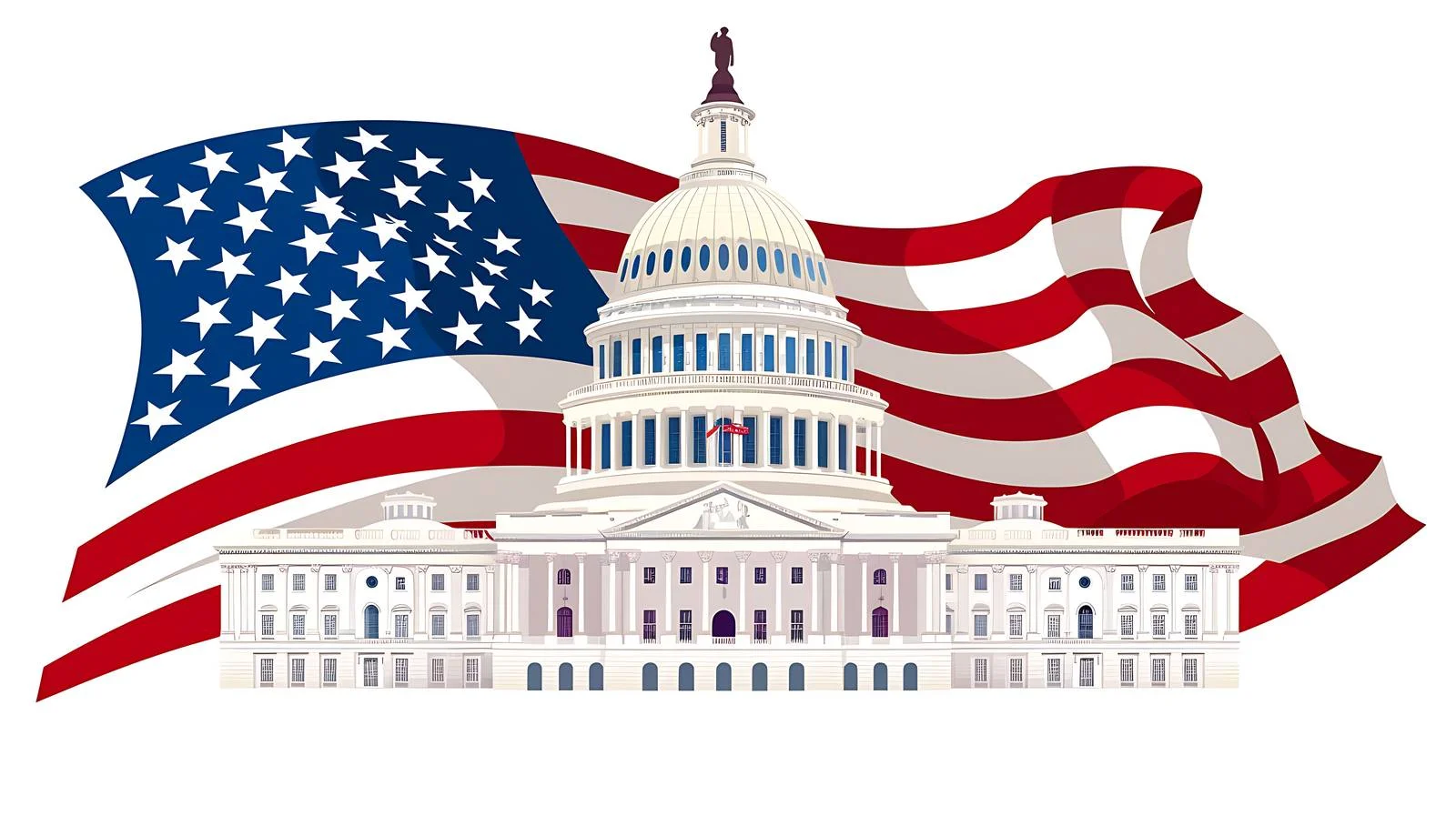 Iconic US Capitol with US flag flying — free download from Dotvec