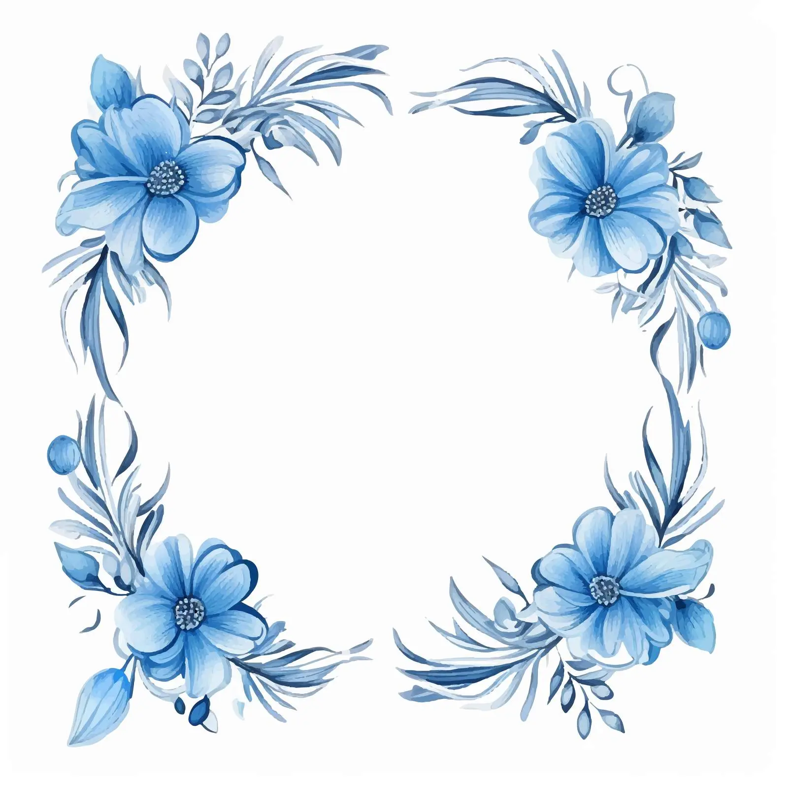 Religious Card with Blue Floral Frame — free download from Dotvec