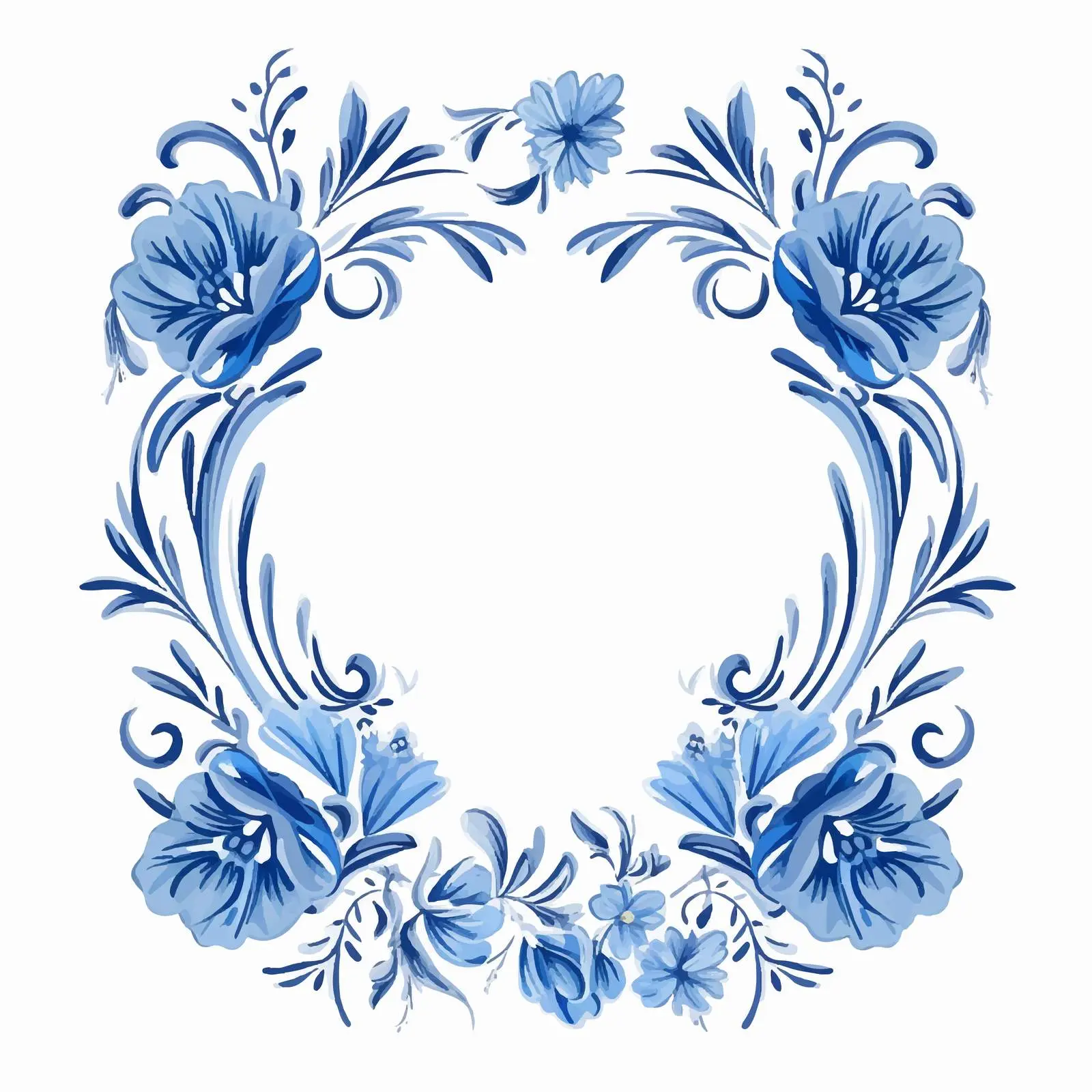 Religious Greetings Card with Floral Blue Frame – free message of hope image from Dotvec