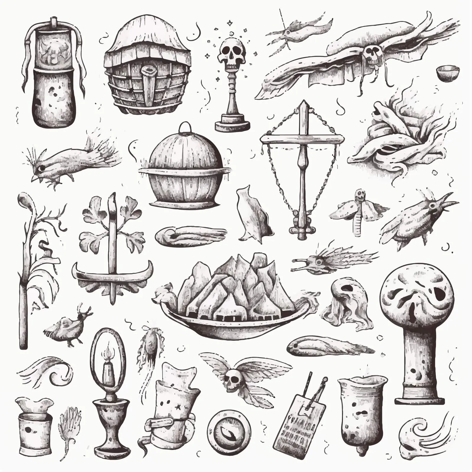 Hand-Drawn Clip Art Sketch Elements for Flyers — free download from Dotvec