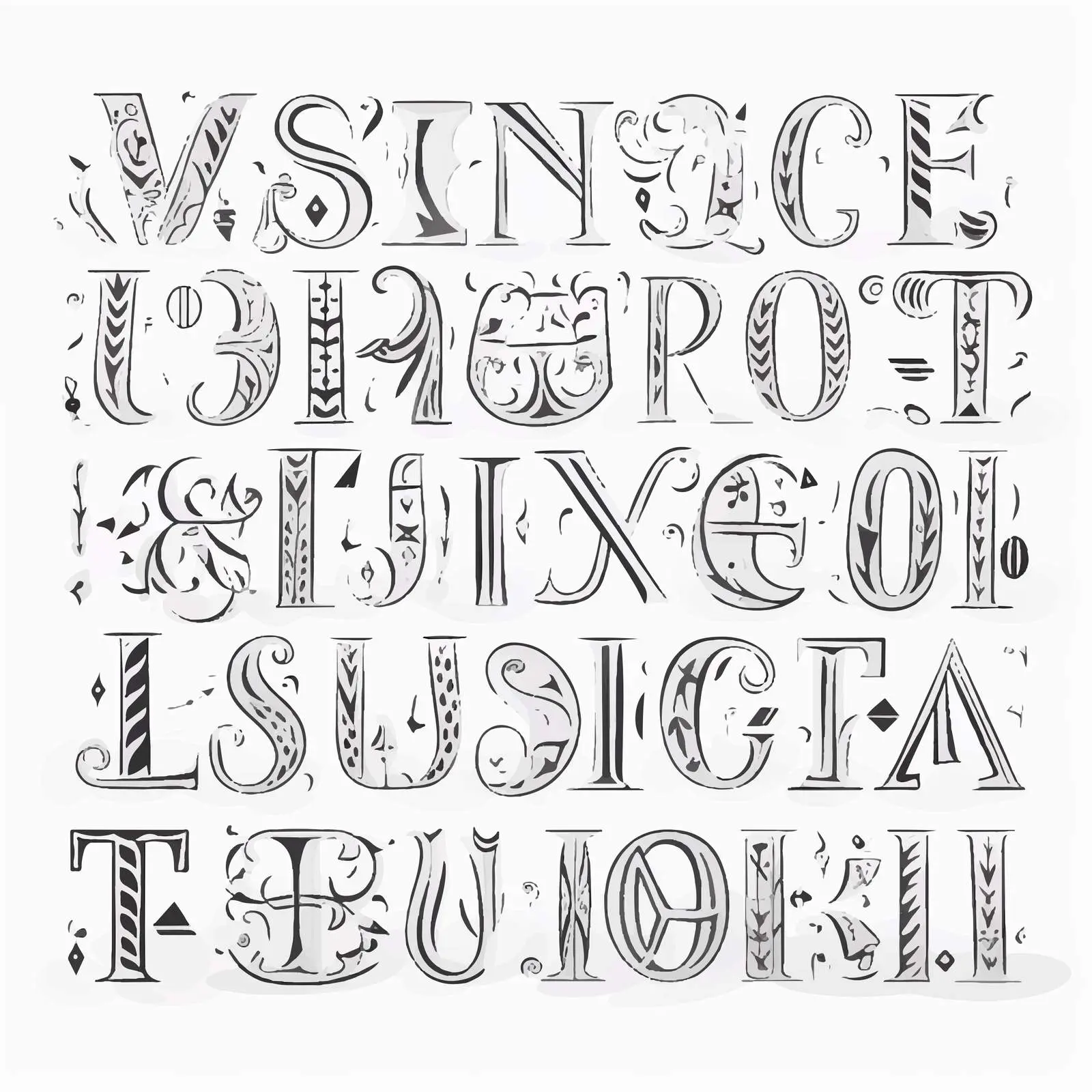 Modern Latin Alphabet Font for Logos and Badges – free artistic typography image from Dotvec