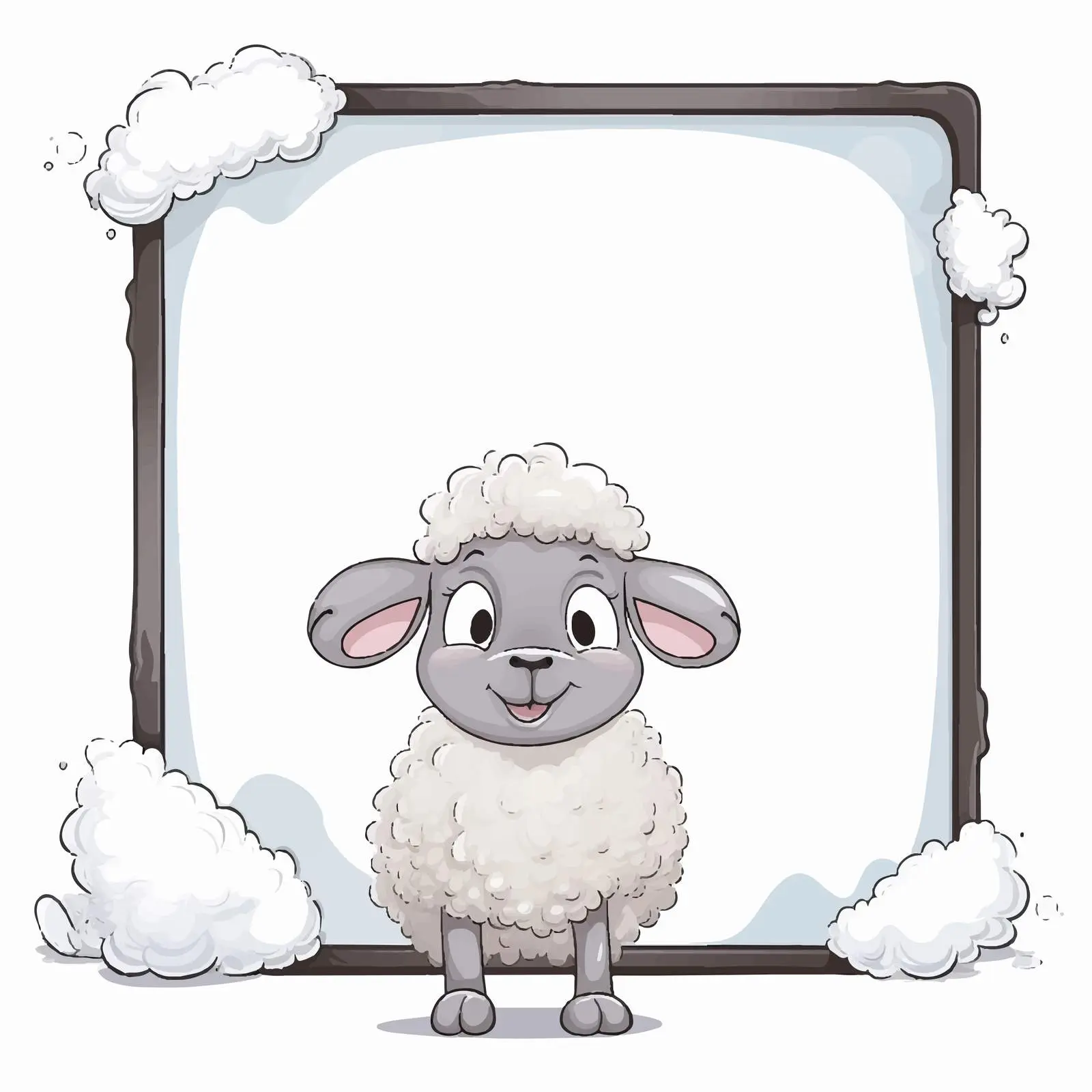 Cute Cartoon Sheep Border Illustration — free download from Dotvec