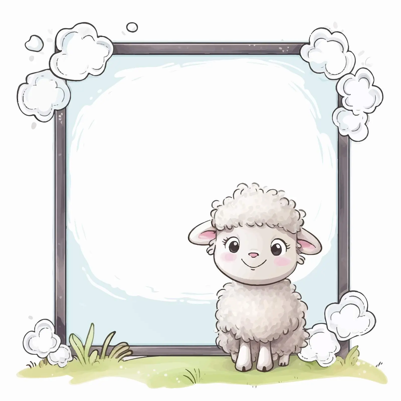 Cute Cartoon Sheep Border Template — free download from Dotvec