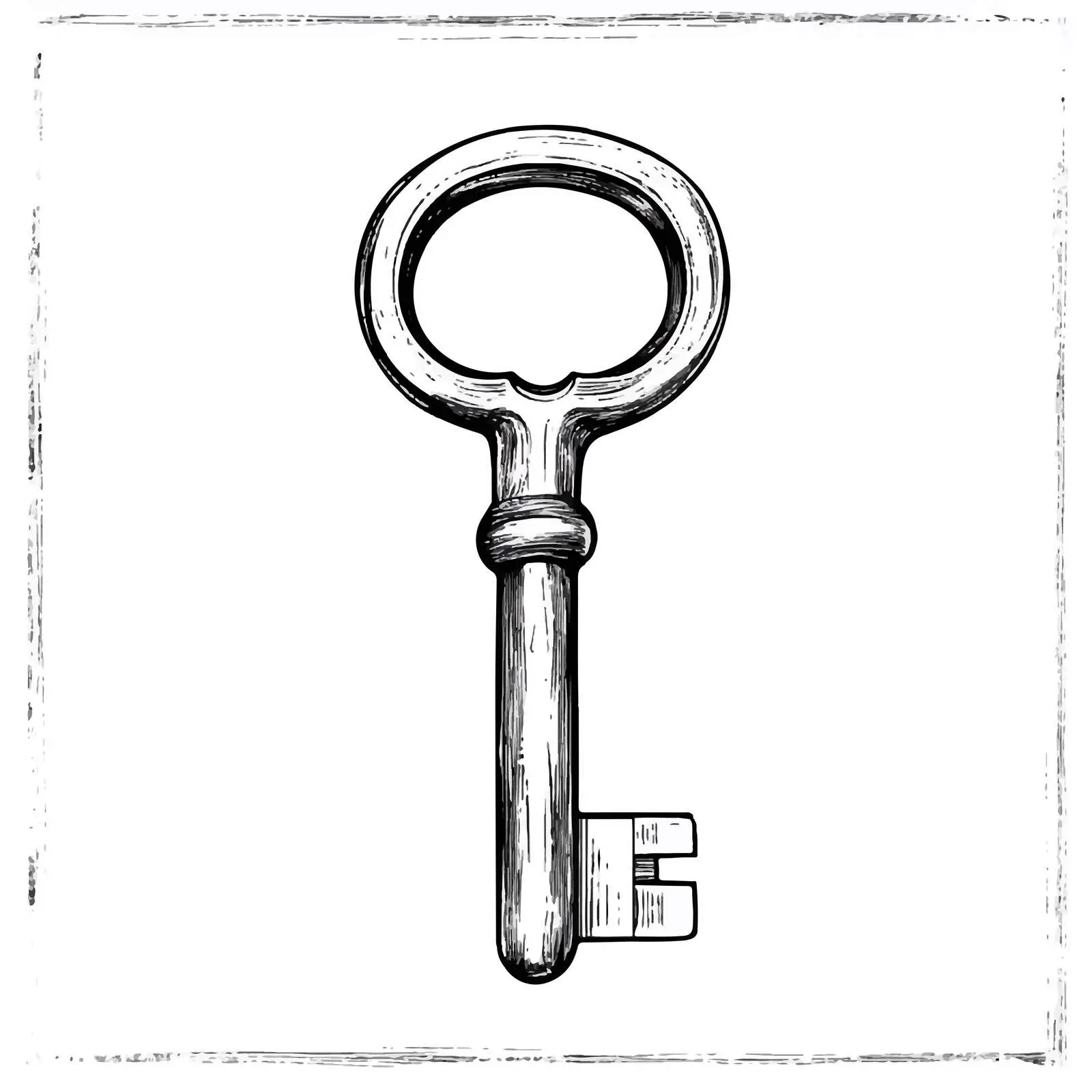 Unlock Key Cartoon Vector Illustration in Black and White — free download from Dotvec