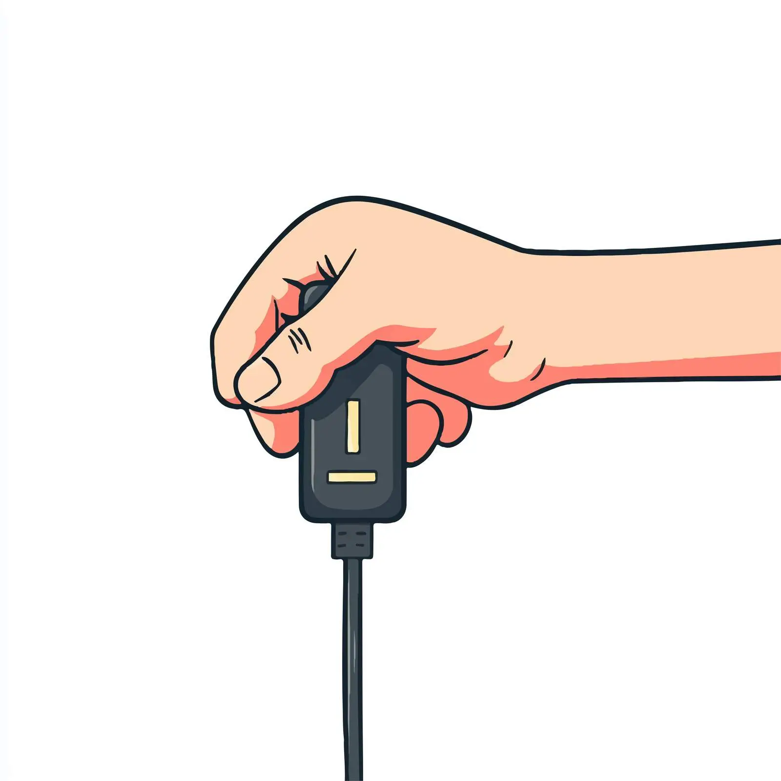 Hand Cartoon Illustration of Unplugging Device — free download from Dotvec