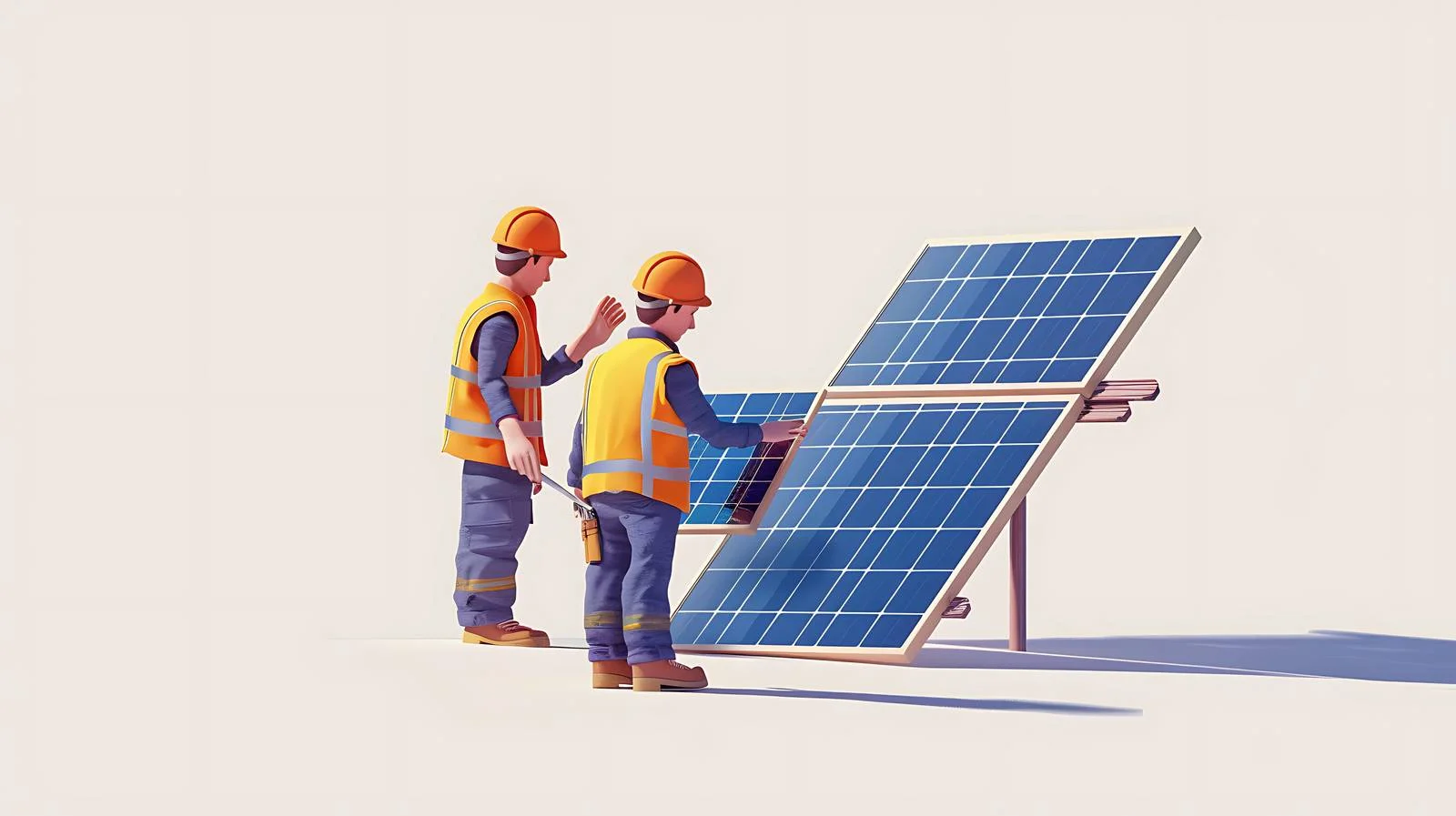 Solar Panel Technicians Inspecting Spanish Panels — free download from Dotvec